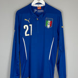 Shop 2014/15 ITALY PIRLO #21 L/S HOME SHIRT (L) PUMA, classic football shirts, vintage football shirts & retro soccer jerseys at Cult Kits