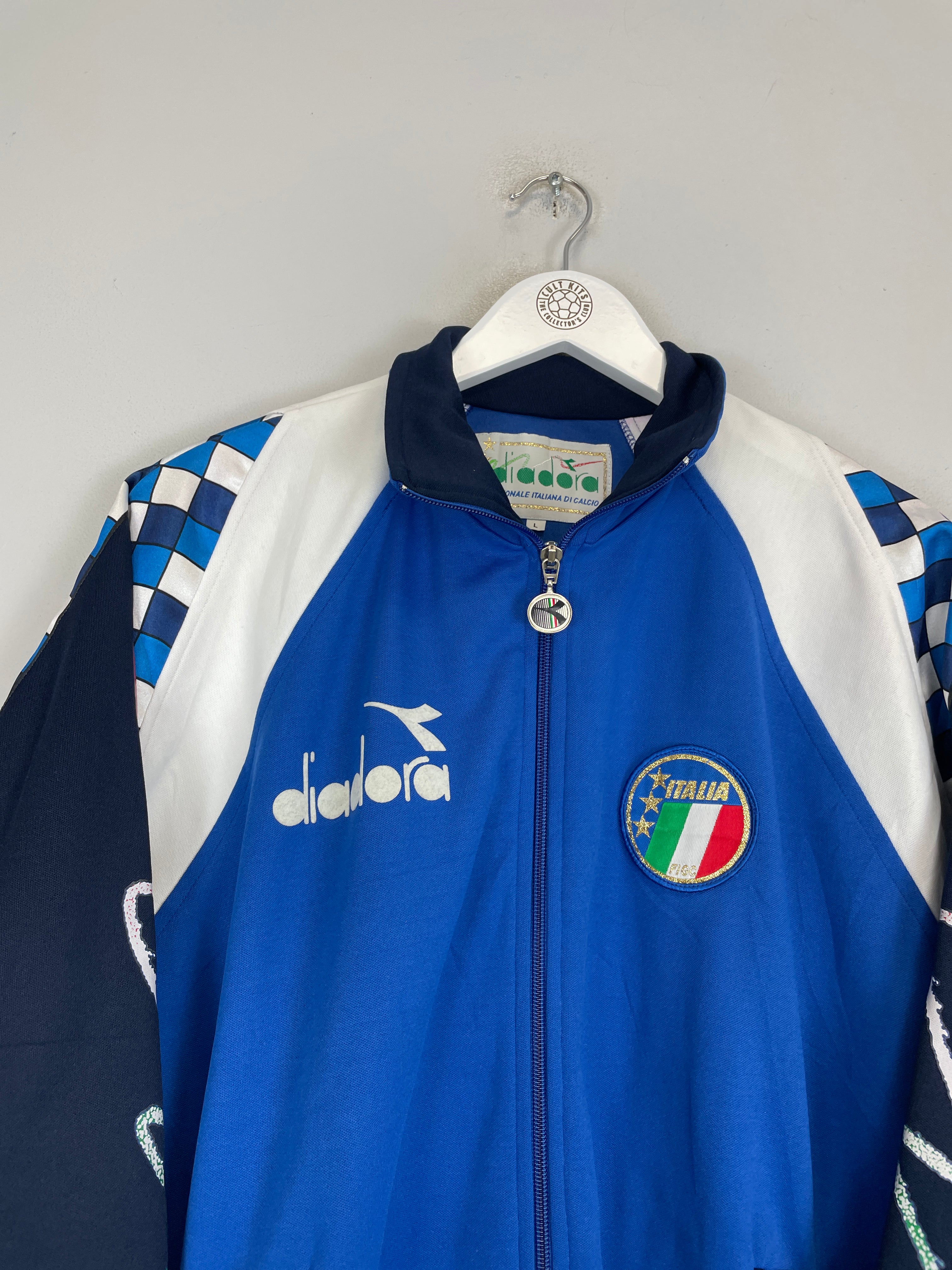 Shop 1990/92 ITALY TRACK JACKET (L) DIADORA, classic football shirts, vintage football shirts & retro soccer jerseys at Cult Kits