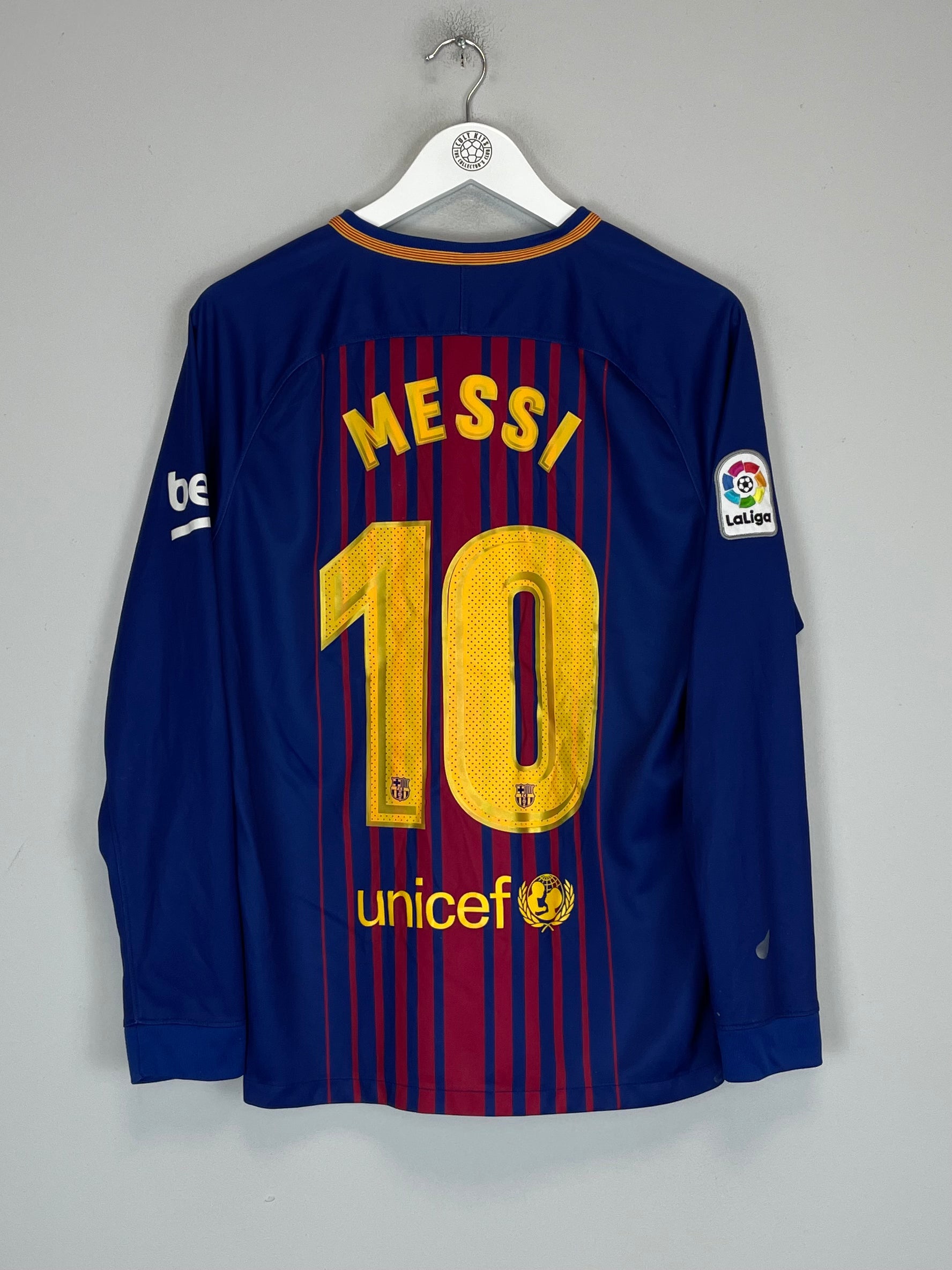 Shop 2017/18 BARCELONA MESSI #10 L/S HOME SHIRT (M) NIKE, classic football shirts, vintage football shirts & retro soccer jerseys at Cult Kits