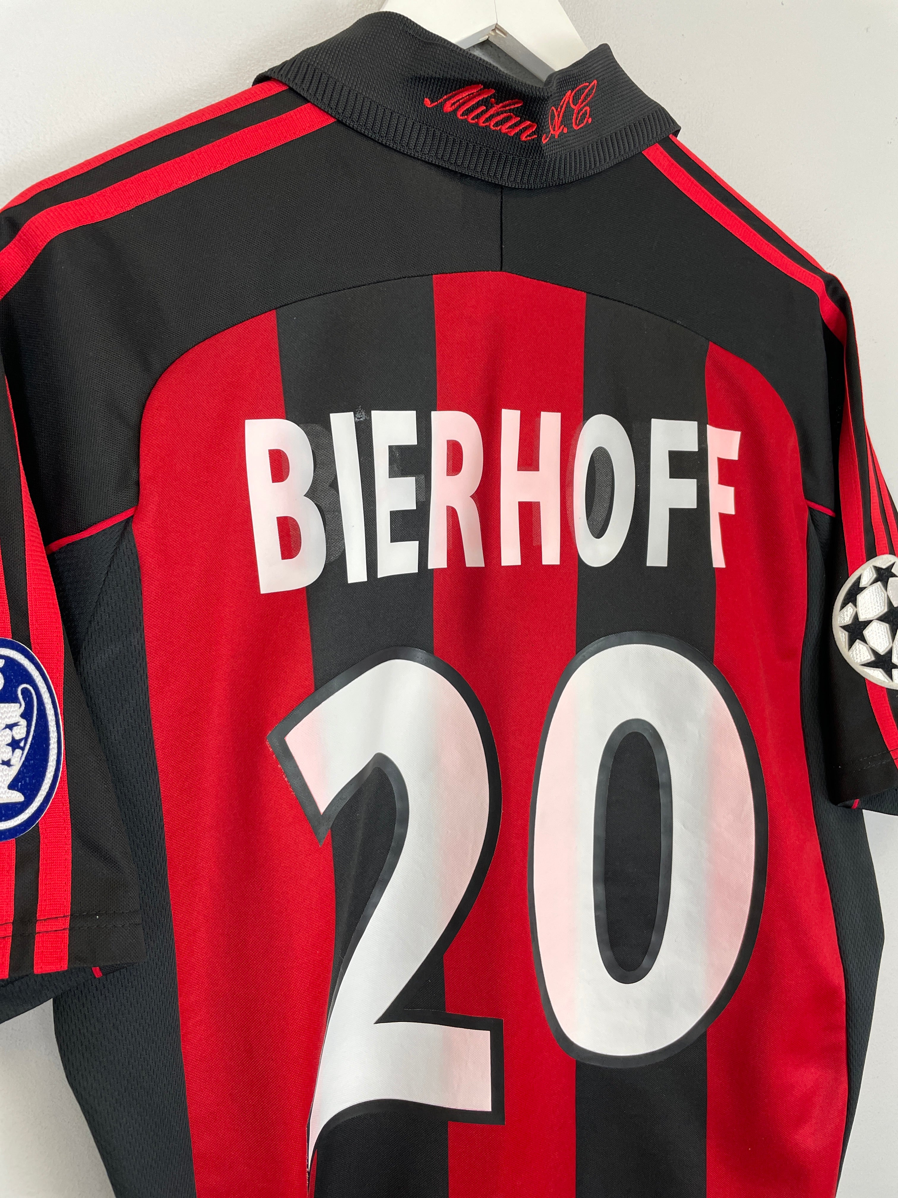 Shop 2000/02 AC MILAN BIERHOFF #20 C/L HOME SHIRT (M) ADIDAS, classic football shirts, vintage football shirts & retro soccer jerseys at Cult Kits