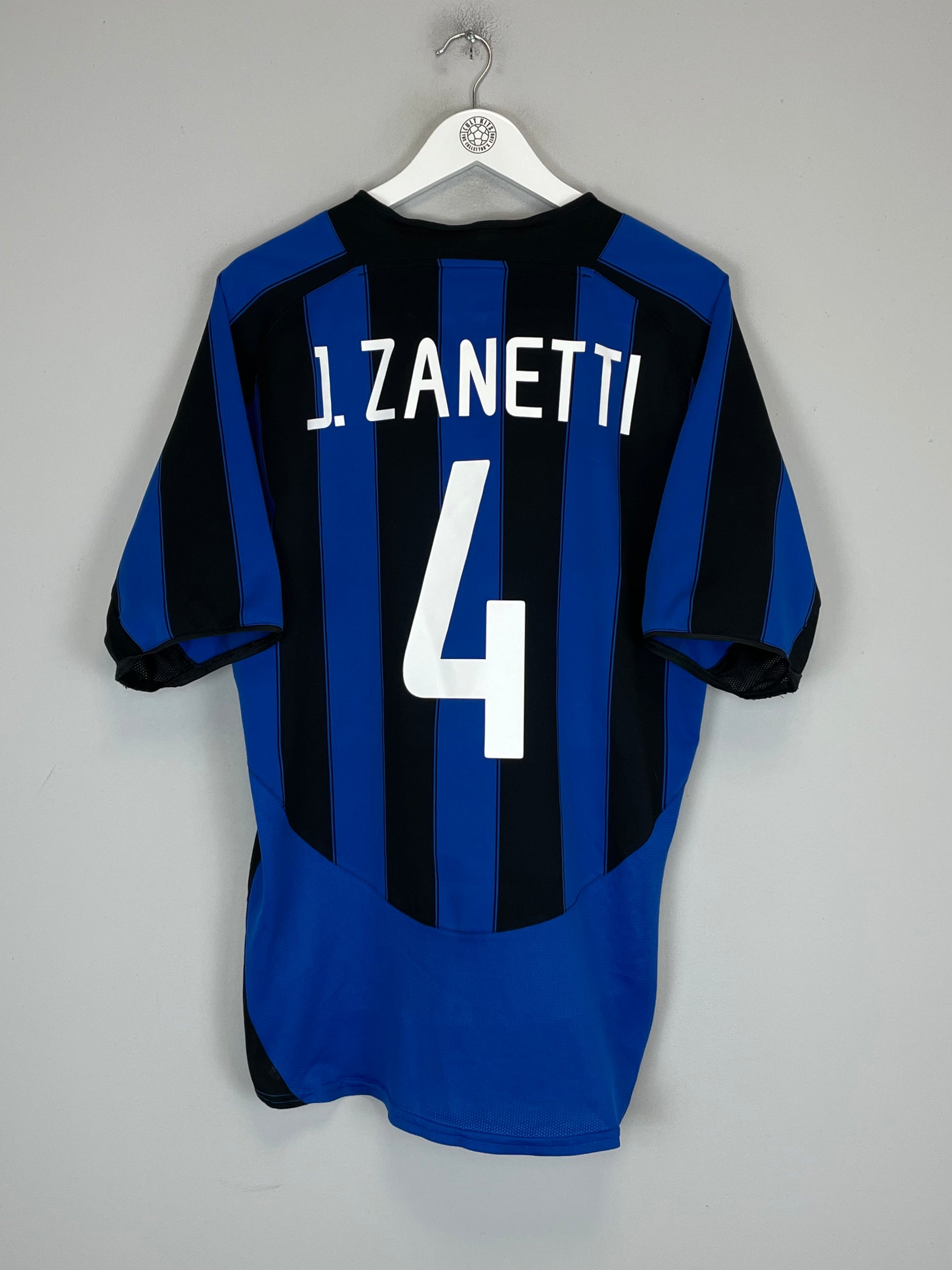 Shop 2003/04 INTER MILAN J.ZANETTI #4 HOME SHIRT (L) NIKE, classic football shirts, vintage football shirts & retro soccer jerseys at Cult Kits