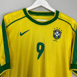 1998/00 BRAZIL RONALDO #9 HOME SHIRT (M) NIKE