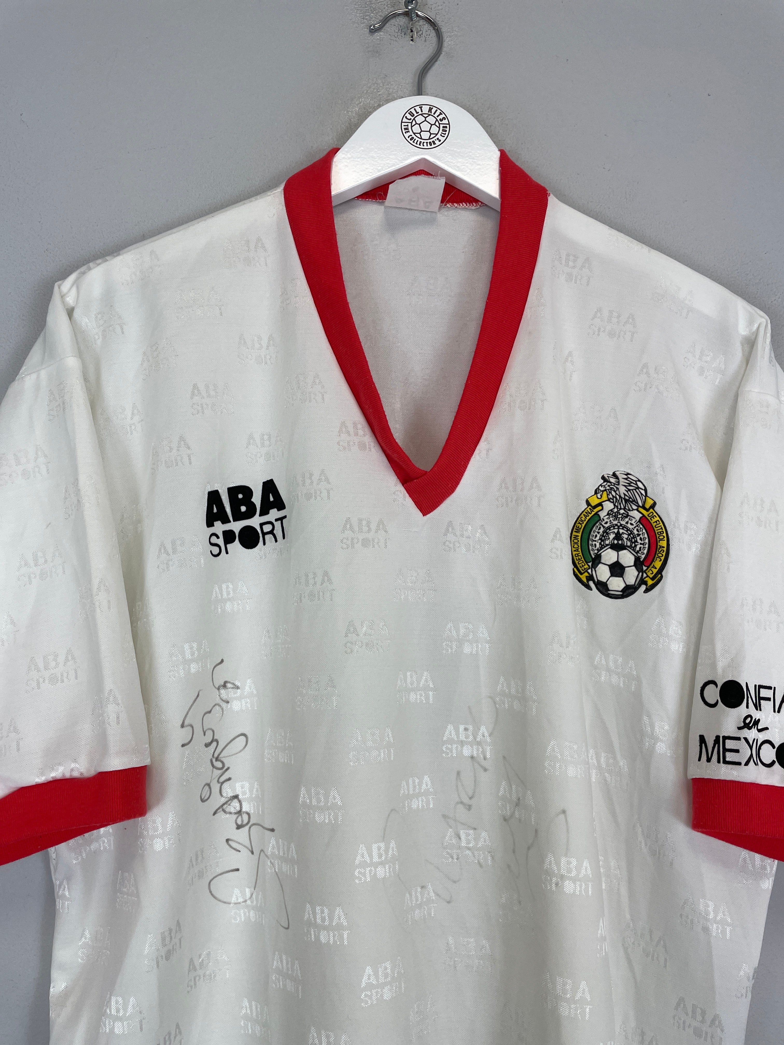 Shop 1997/98 MEXICO *SIGNED* TRAINING SHIRT (M) ABA SPORT, classic football shirts, vintage football shirts & retro soccer jerseys at Cult Kits