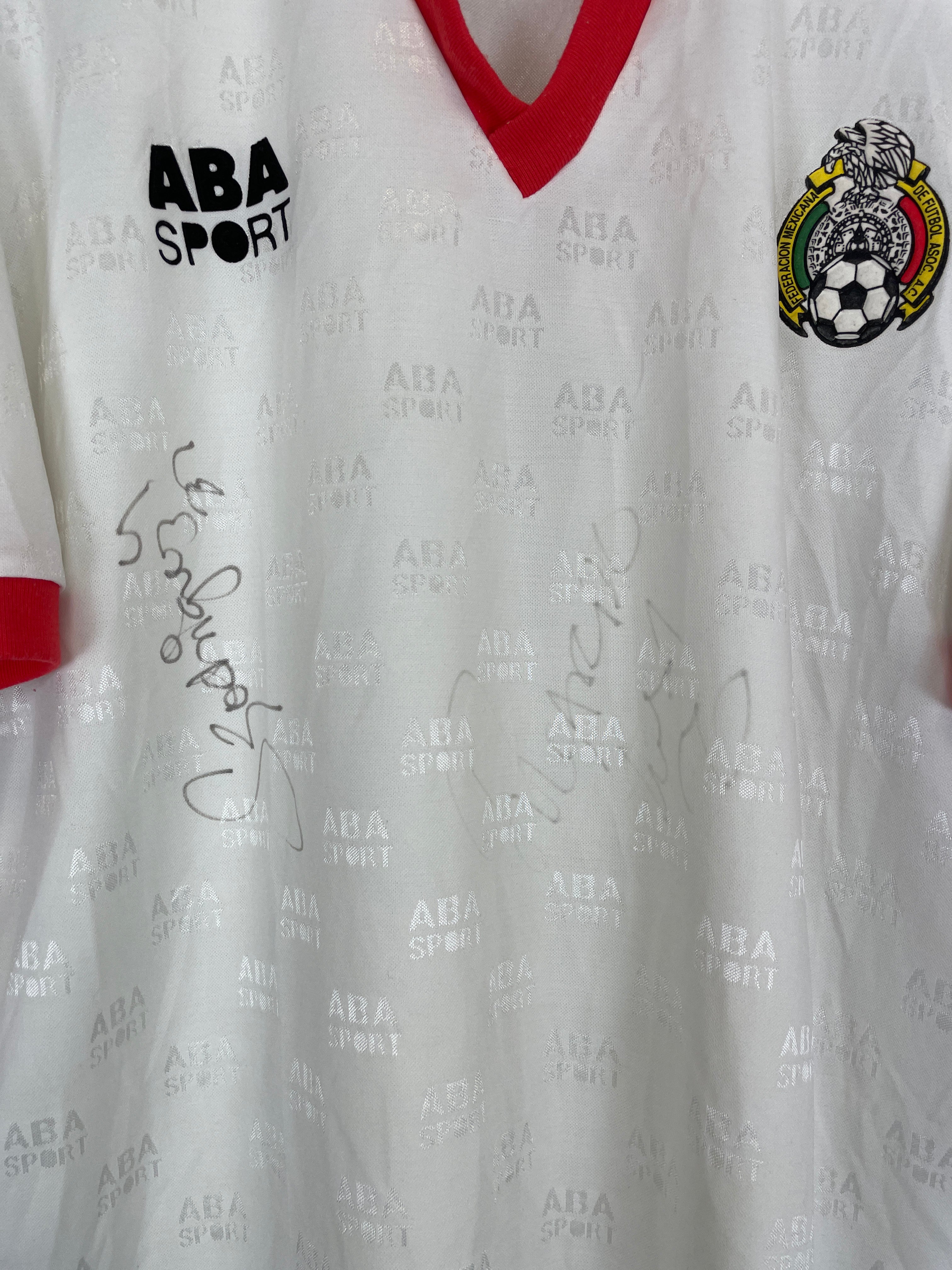 Shop 1997/98 MEXICO *SIGNED* TRAINING SHIRT (M) ABA SPORT, classic football shirts, vintage football shirts & retro soccer jerseys at Cult Kits