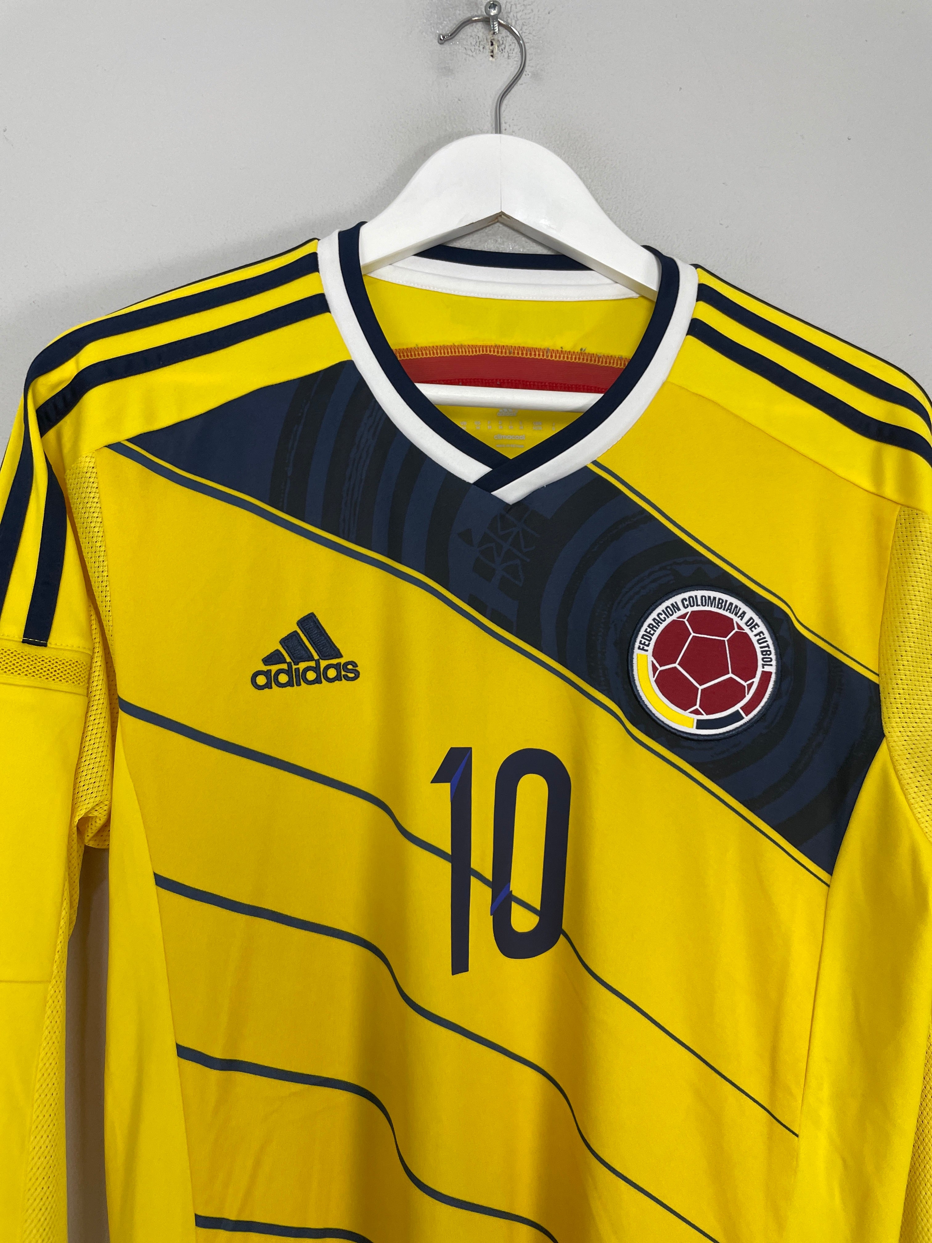 Shop 2014/15 COLOMBIA JAMES #10 L/S HOME SHIRT (M) ADIDAS, classic football shirts, vintage football shirts & retro soccer jerseys at Cult Kits