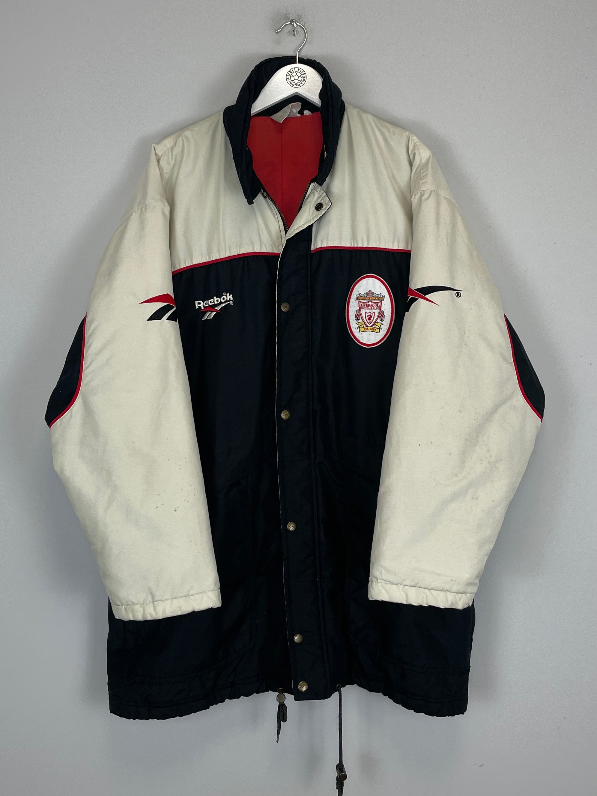 Shop 1996/97 LIVERPOOL BENCH COAT (XL) REEBOK, classic football shirts, vintage football shirts & retro soccer jerseys at Cult Kits