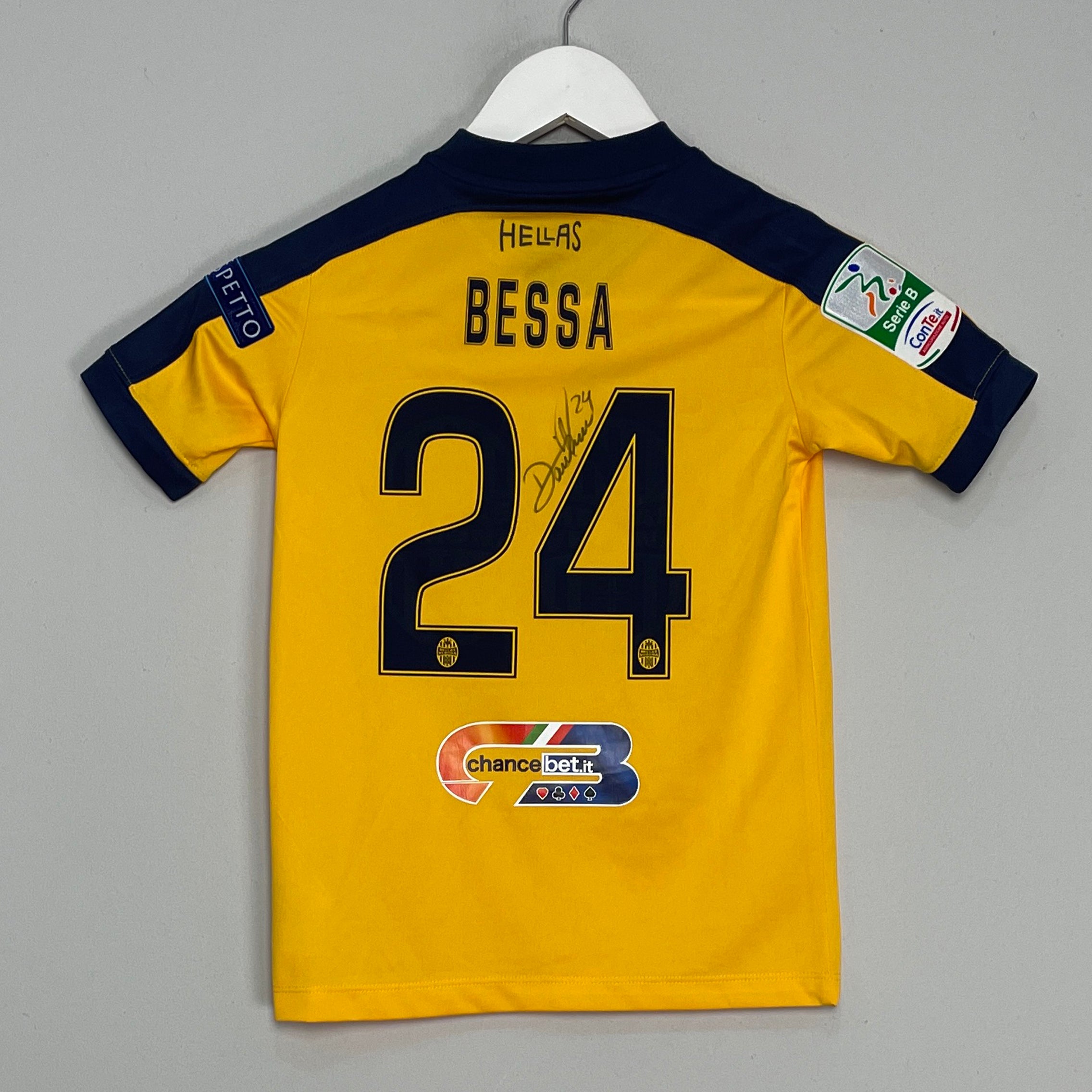 Shop 2017/18 HELLAS VERONA BESSA #24 *SIGNED* AWAY SHIRT (XS.KIDS) NIKE, classic football shirts, vintage football shirts & retro soccer jerseys at Cult Kits