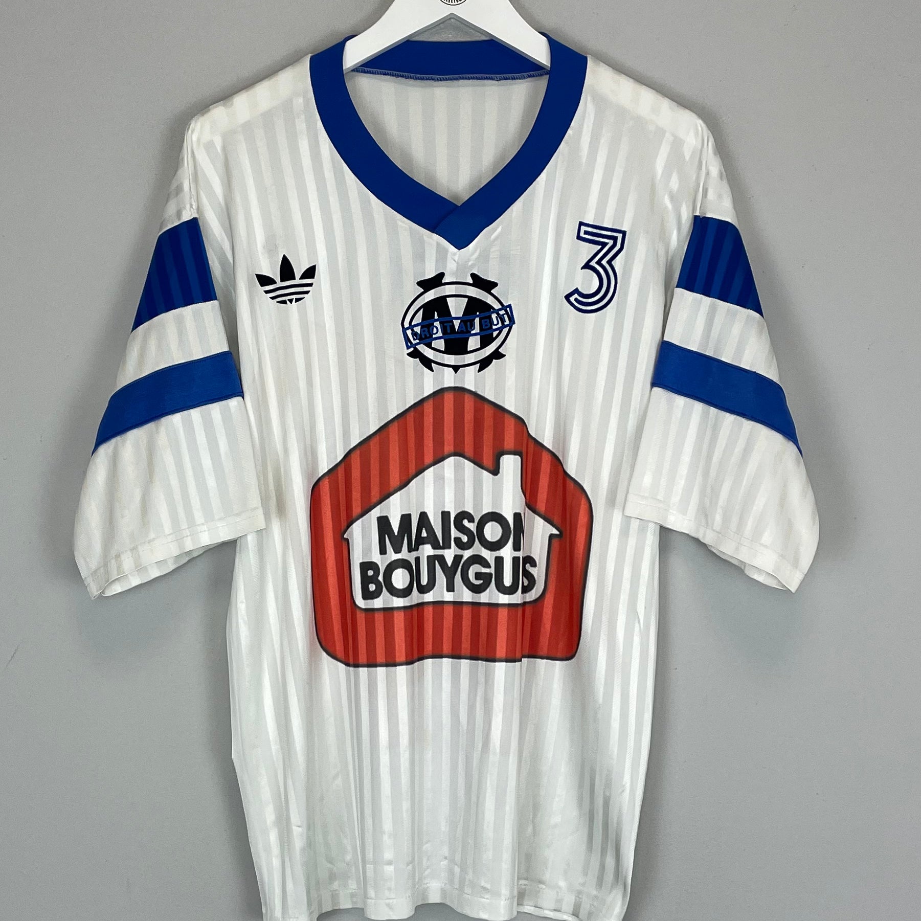 Shop 1986/87 MARSEILLE #3 HOME SHIRT (M) ADIDAS, classic football shirts, vintage football shirts & retro soccer jerseys at Cult Kits
