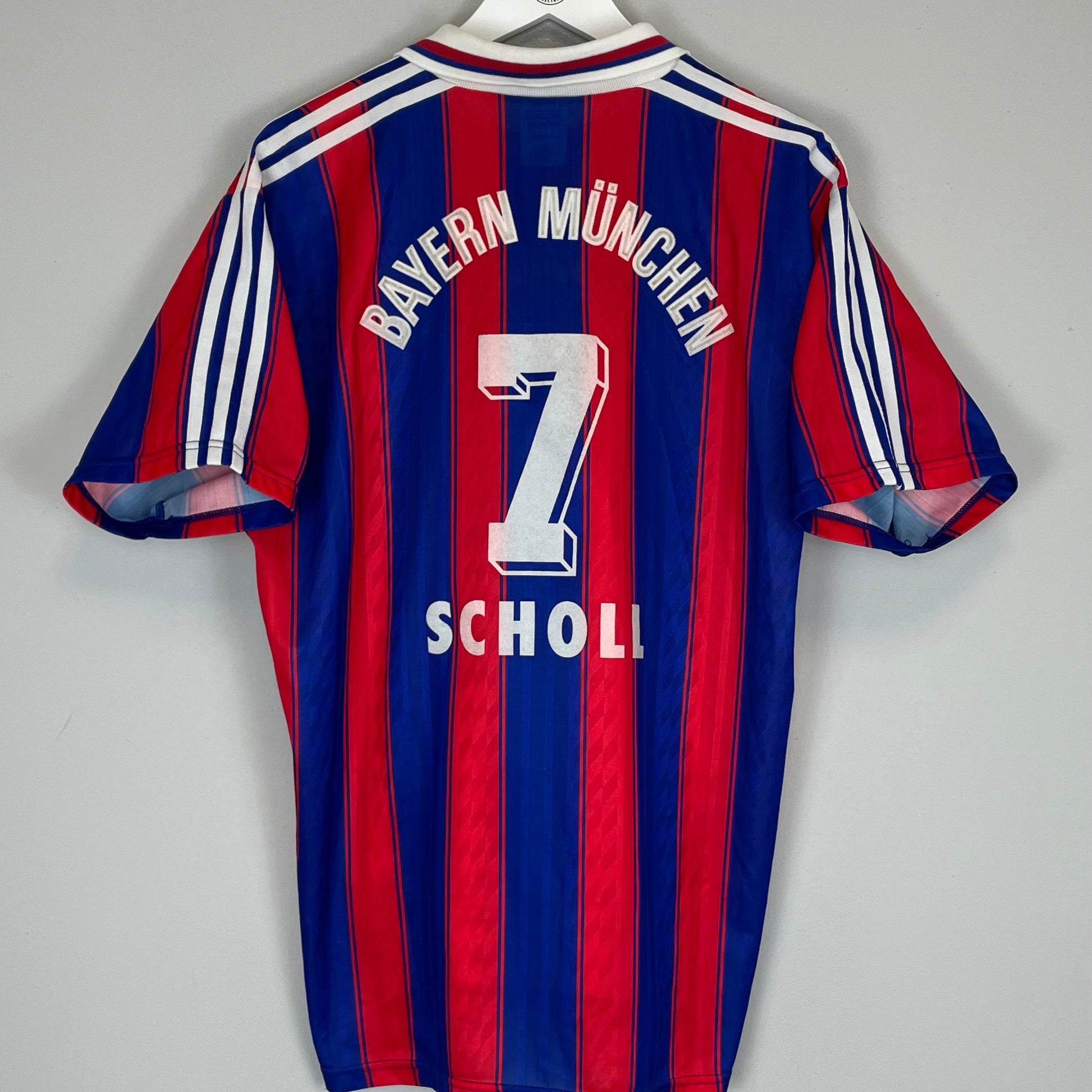 Shop 1995/97 BAYERN MUNICH SCHOLL #7 HOME SHIRT (L) ADIDAS, classic football shirts, vintage football shirts & retro soccer jerseys at Cult Kits
