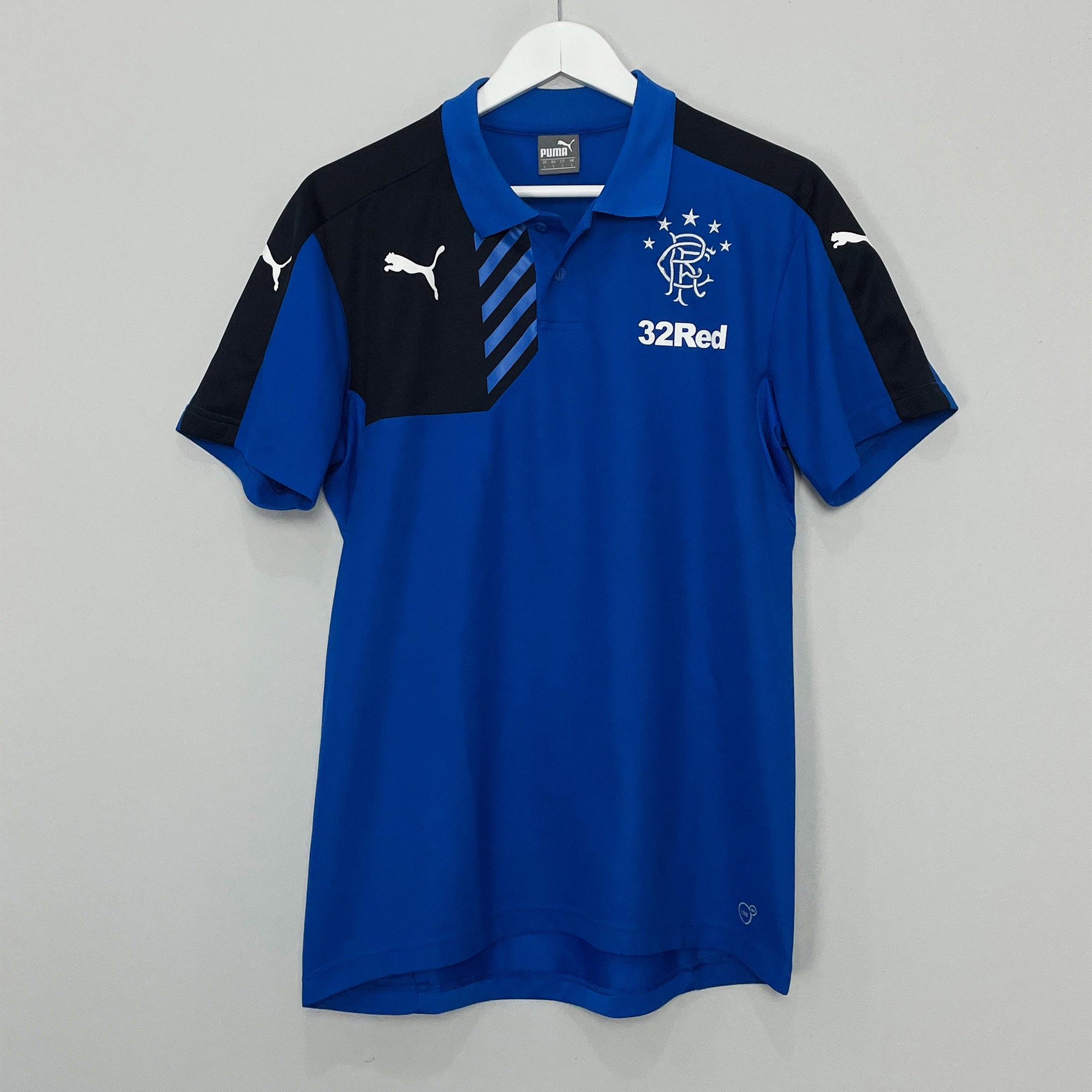 Shop 2014/15 RANGERS POLO SHIRT (L) PUMA, classic football shirts, vintage football shirts & retro soccer jerseys at Cult Kits