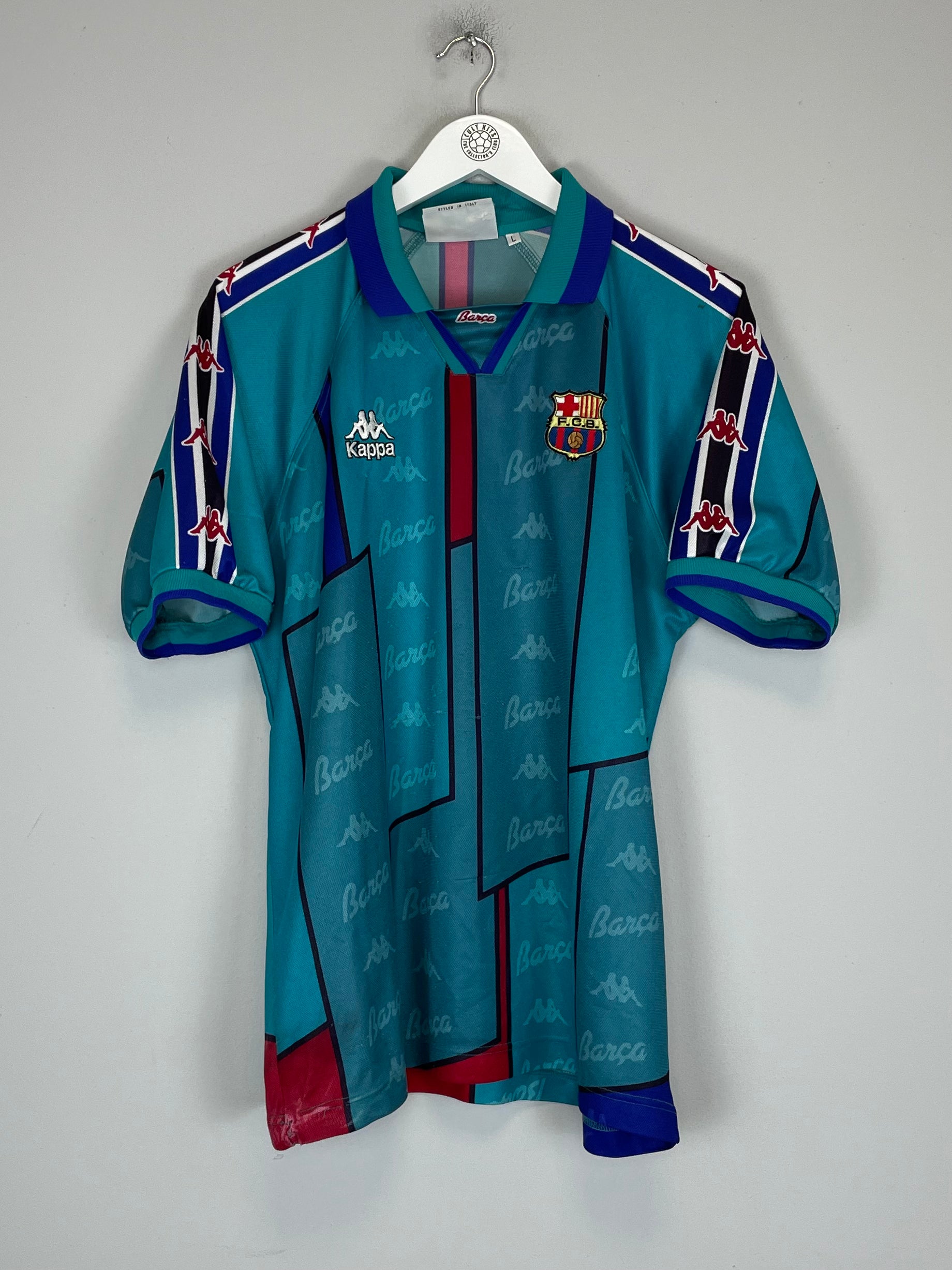 Shop 1995/97 BARCELONA RONALDO #9 AWAY SHIRT (L) KAPPA, classic football shirts, vintage football shirts & retro soccer jerseys at Cult Kits