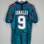 Shop 1995/97 BARCELONA RONALDO #9 AWAY SHIRT (L) KAPPA, classic football shirts, vintage football shirts & retro soccer jerseys at Cult Kits