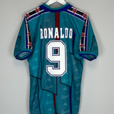 Shop 1995/97 BARCELONA RONALDO #9 AWAY SHIRT (L) KAPPA, classic football shirts, vintage football shirts & retro soccer jerseys at Cult Kits