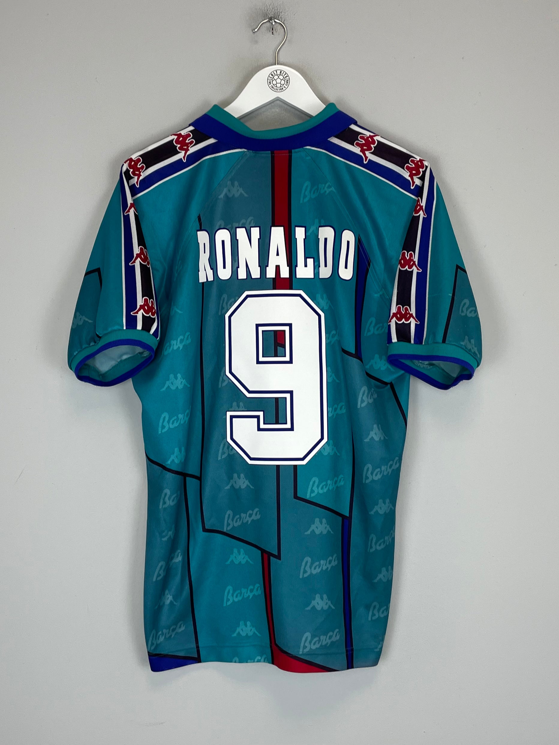 Shop 1995/97 BARCELONA RONALDO #9 AWAY SHIRT (L) KAPPA, classic football shirts, vintage football shirts & retro soccer jerseys at Cult Kits