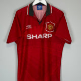 Shop 1994/95 MANCHESTER UNITED CANTONA #7 HOME SHIRT (M) UMBRO, classic football shirts, vintage football shirts & retro soccer jerseys at Cult Kits