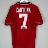 Shop 1994/95 MANCHESTER UNITED CANTONA #7 HOME SHIRT (M) UMBRO, classic football shirts, vintage football shirts & retro soccer jerseys at Cult Kits