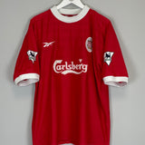 Shop 1998/00 LIVERPOOL GERRARD #28 HOME SHIRT (L) REEBOK, classic football shirts, vintage football shirts & retro soccer jerseys at Cult Kits