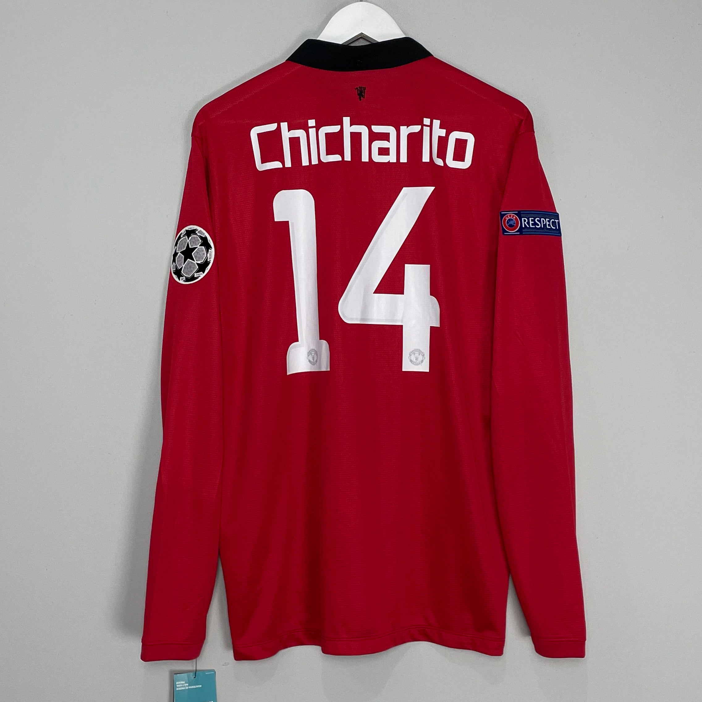 Shop 2013/14 MANCHESTER UNITED CHICHARITO #14 C/L L/S *BNWT* HOME SHIRT (L) NIKE, classic football shirts, vintage football shirts & retro soccer jerseys at Cult Kits