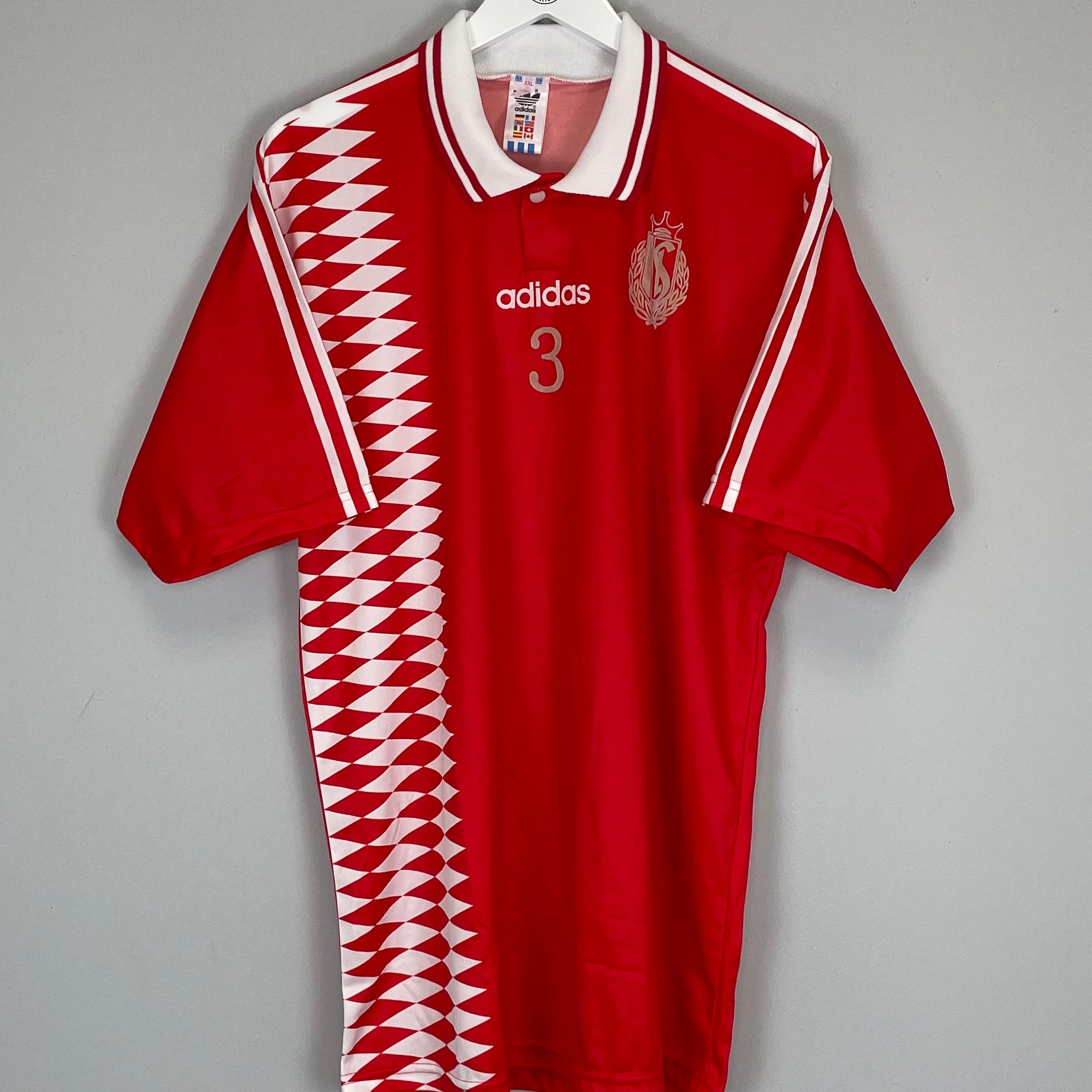 Shop 1994/95 STANDARD LIEGE #3 HOME SHIRT (XXL) ADIDAS, classic football shirts, vintage football shirts & retro soccer jerseys at Cult Kits