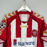 2008/09 AALBORG BEAUCHAMP #4 *MATCH WORN vs MANCHESTER UNITED* HOME SHIRT (XL) HUMMEL