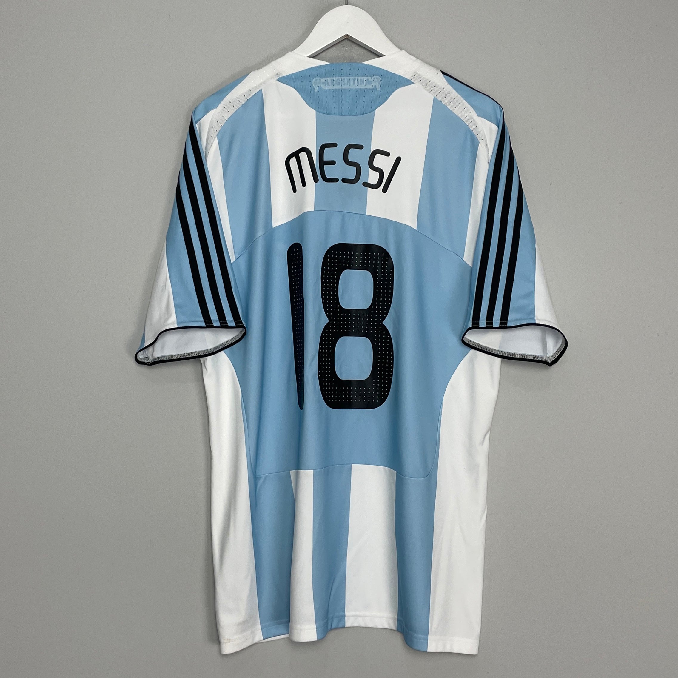 Shop 2007/09 ARGENTINA MESSI #18 HOME SHIRT (XL) ADIDAS, classic football shirts, vintage football shirts & retro soccer jerseys at Cult Kits