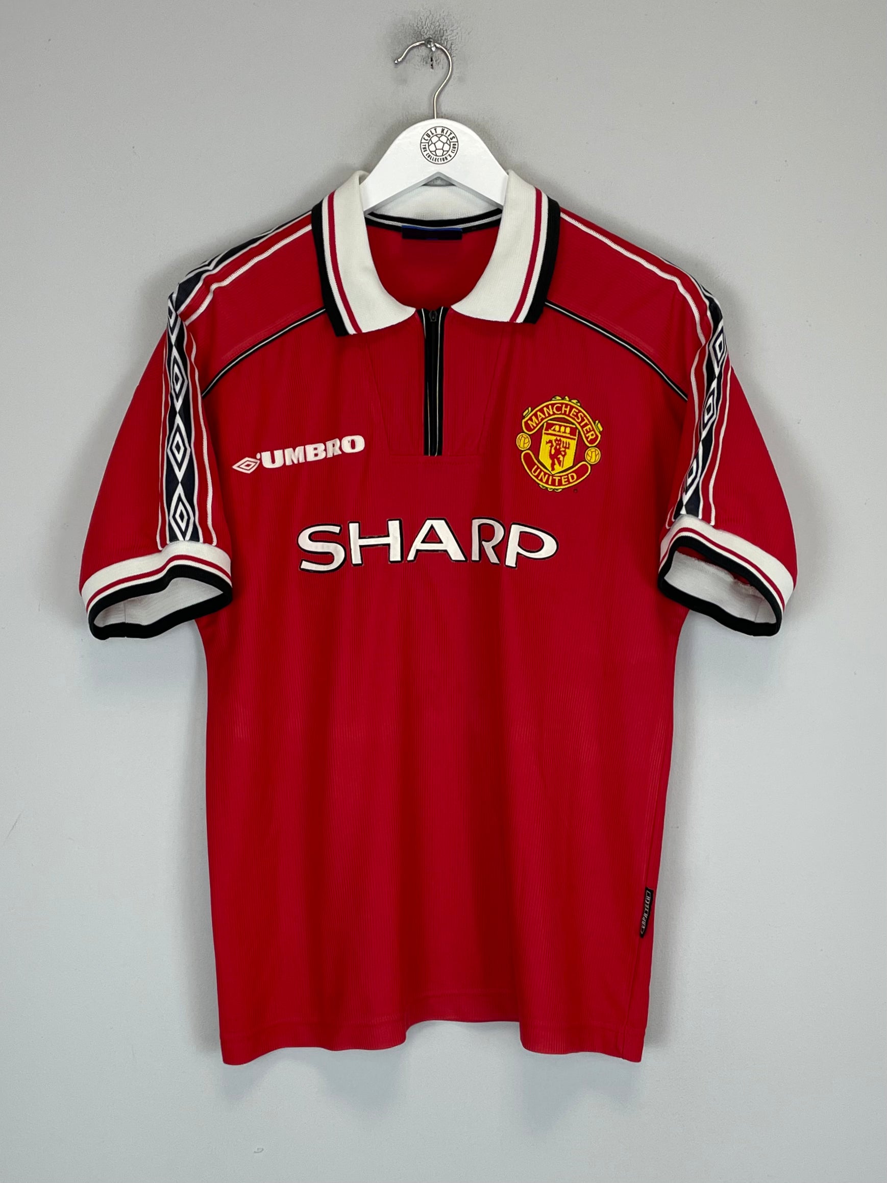 Shop 1998/00 MANCHESTER UNITED BECKHAM #7 HOME SHIRT (M) UMBRO, classic football shirts, vintage football shirts & retro soccer jerseys at Cult Kits