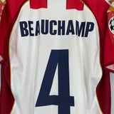 2008/09 AALBORG BEAUCHAMP #4 *MATCH WORN vs MANCHESTER UNITED* HOME SHIRT (XL) HUMMEL