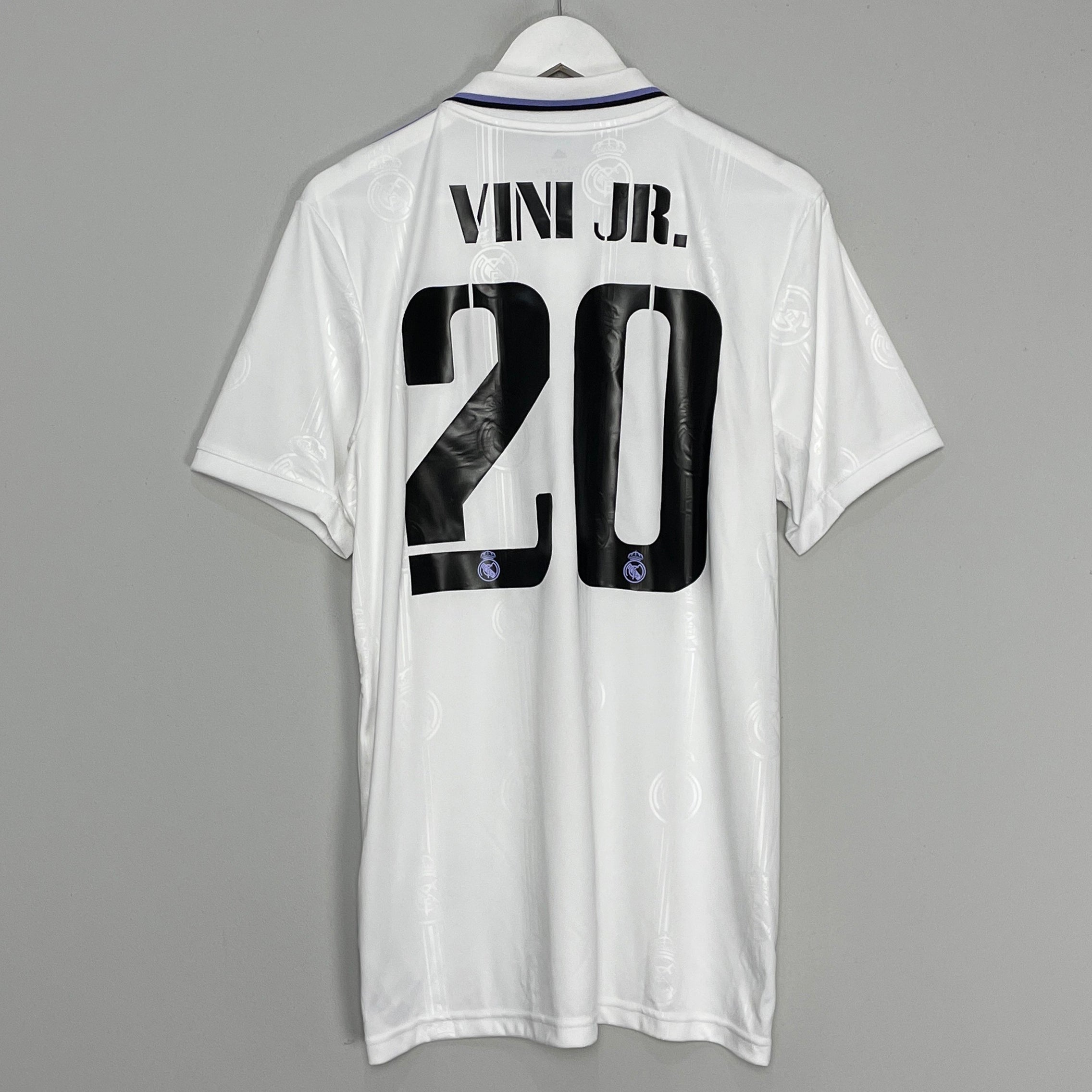 Shop 2022/23 REAL MADRID VINI JR #20 HOME SHIRT (M) ADIDAS, classic football shirts, vintage football shirts & retro soccer jerseys at Cult Kits