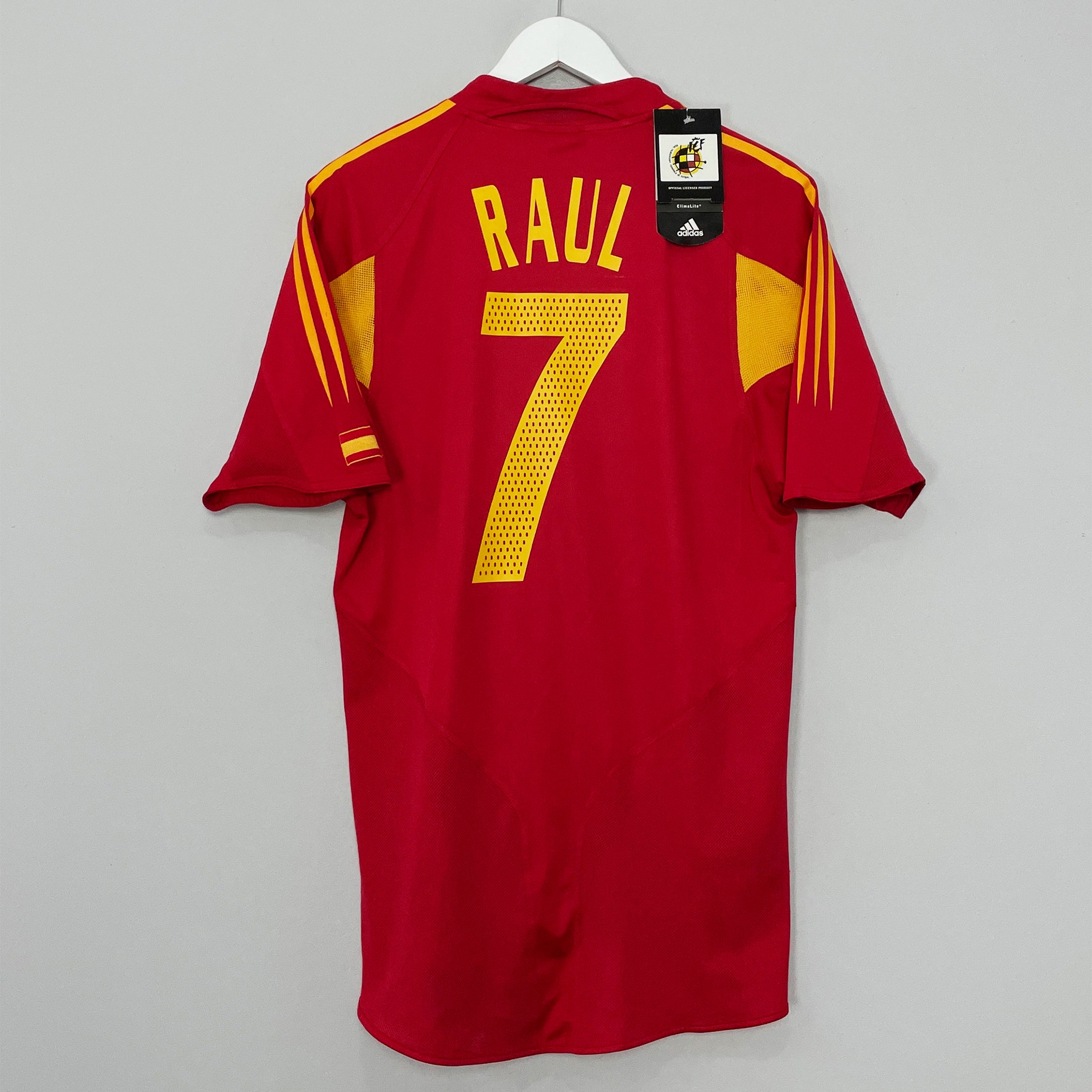 Shop 2004/06 SPAIN RAUL #7 *BNWT* HOME SHIRT (M) ADIDAS, classic football shirts, vintage football shirts & retro soccer jerseys at Cult Kits
