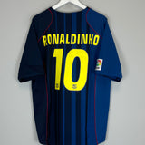 Shop 2004/05 BARCELONA RONALDINHO #10 AWAY SHIRT (XL) NIKE, classic football shirts, vintage football shirts & retro soccer jerseys at Cult Kits