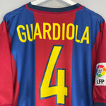 Shop 1998/00 BARCELONA GUARDIOLA #4 HOME SHIRT (XL) NIKE, classic football shirts, vintage football shirts & retro soccer jerseys at Cult Kits
