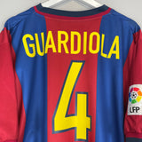 Shop 1998/00 BARCELONA GUARDIOLA #4 HOME SHIRT (XL) NIKE, classic football shirts, vintage football shirts & retro soccer jerseys at Cult Kits