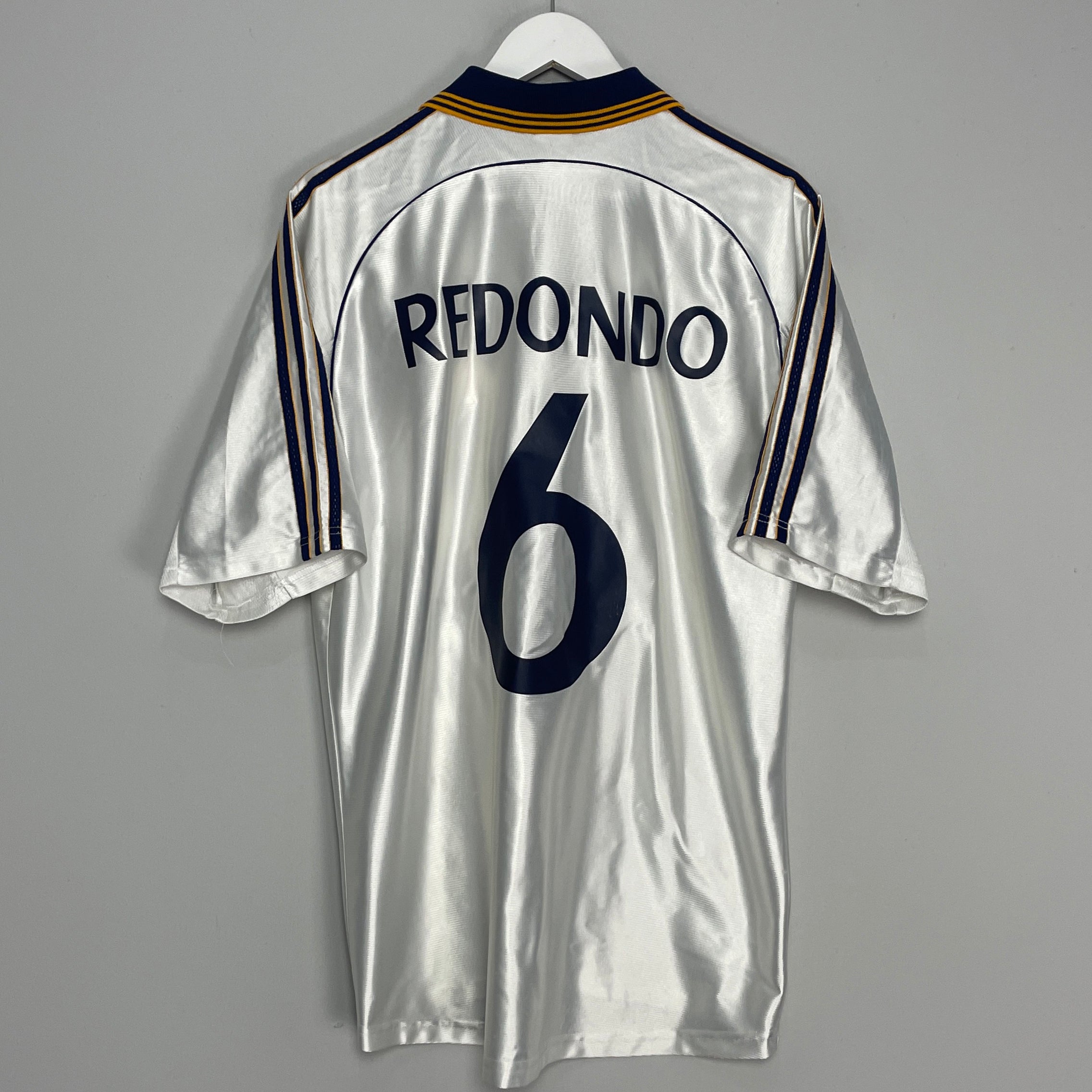 Shop 1998/00 REAL MADRID REDONDO #6 HOME SHIRT (L) ADIDAS, classic football shirts, vintage football shirts & retro soccer jerseys at Cult Kits