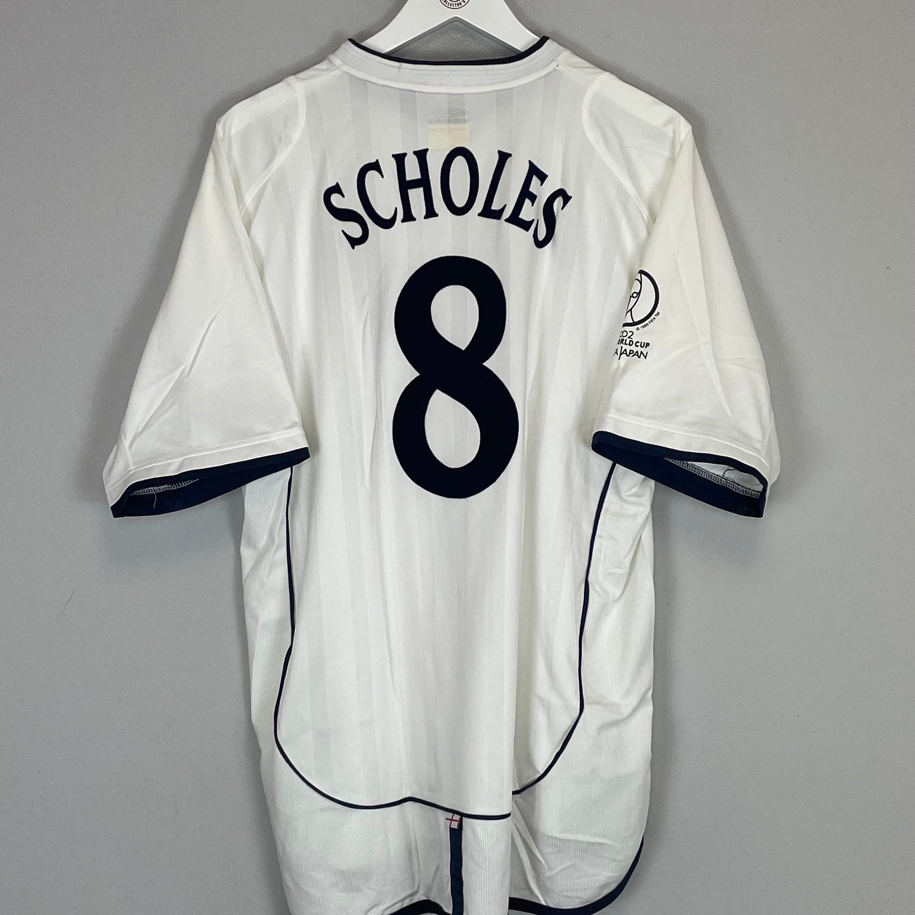 Shop 2001/03 ENGLAND SCHOLES #8 HOME SHIRT (XL) UMBRO, classic football shirts, vintage football shirts & retro soccer jerseys at Cult Kits