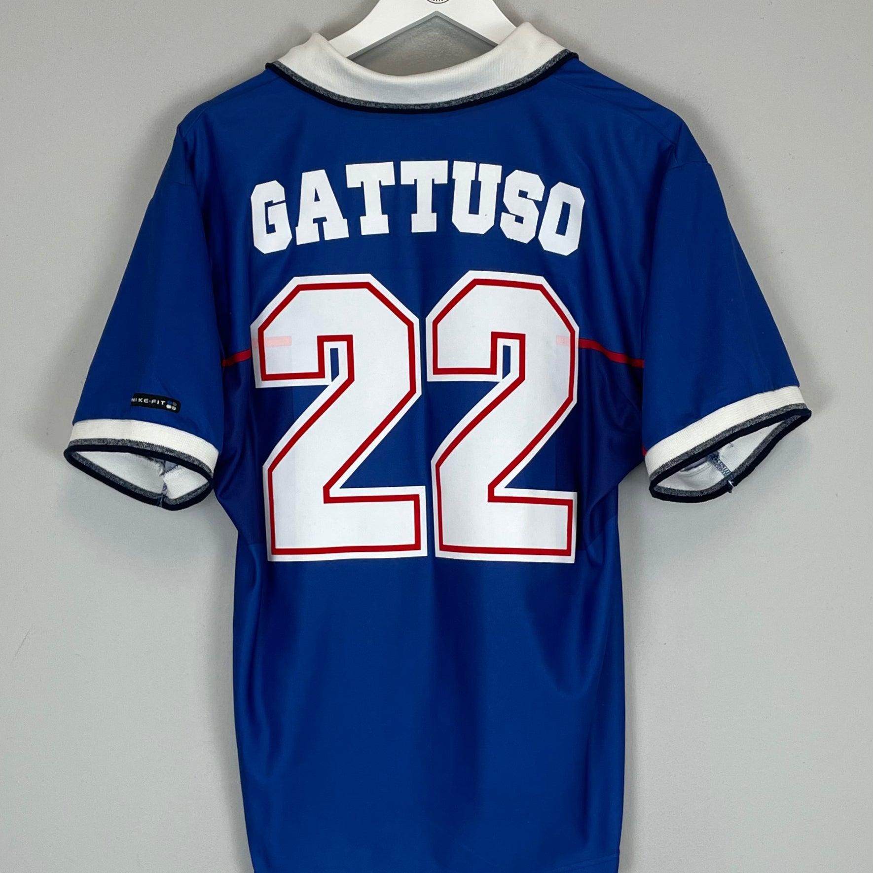 Shop 1997/99 RANGERS GATTUSO #22 HOME SHIRT (M) NIKE, classic football shirts, vintage football shirts & retro soccer jerseys at Cult Kits
