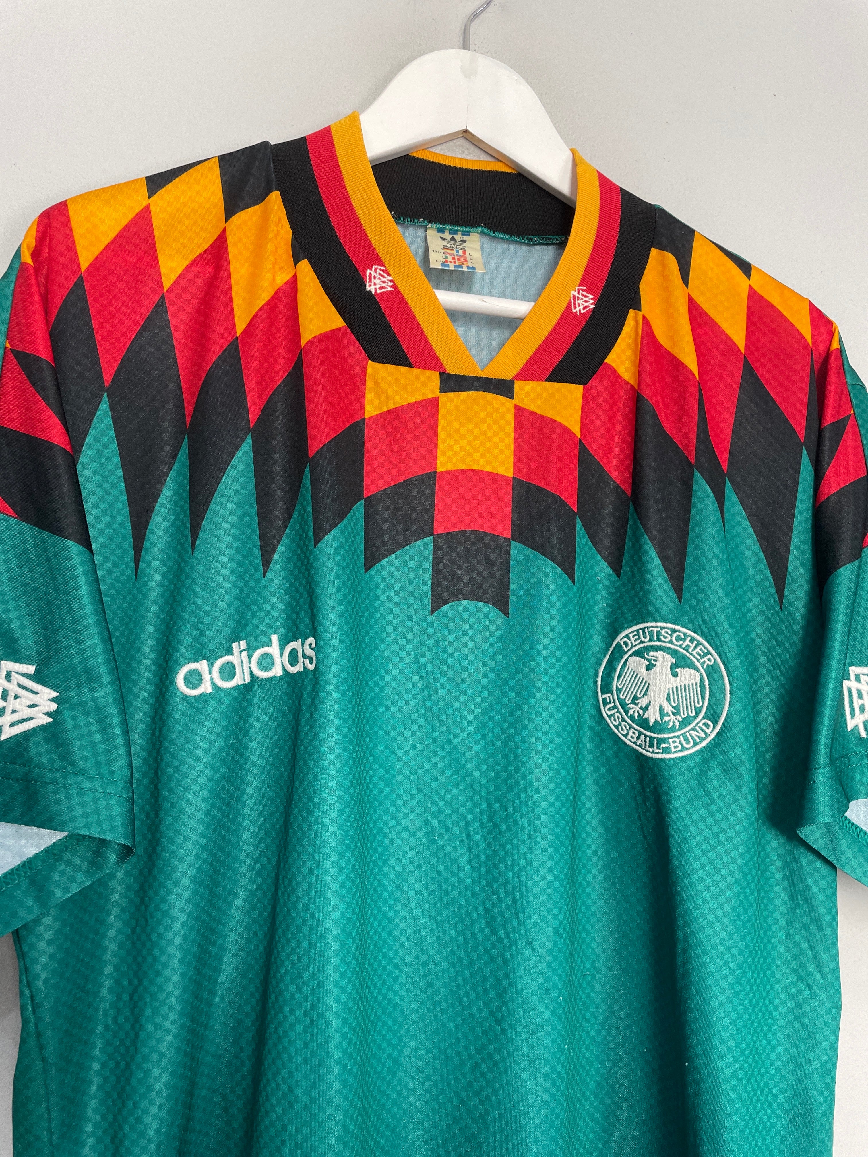 Shop 1994/96 GERMANY AWAY SHIRT (L) ADIDAS, classic football shirts, vintage football shirts & retro soccer jerseys at Cult Kits