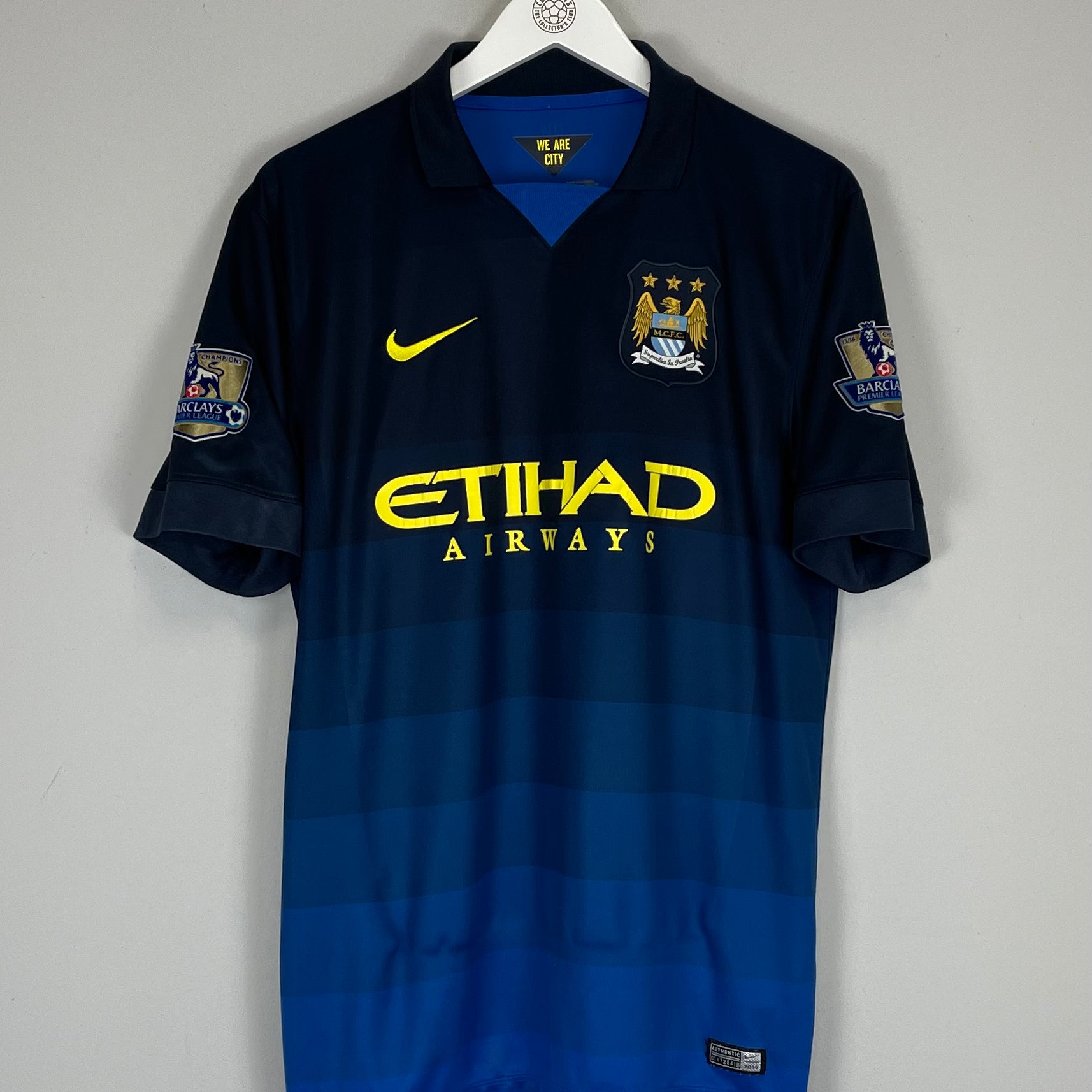 Shop 2014/15 MANCHESTER CITY AWAY SHIRT (L) NIKE, classic football shirts, vintage football shirts & retro soccer jerseys at Cult Kits
