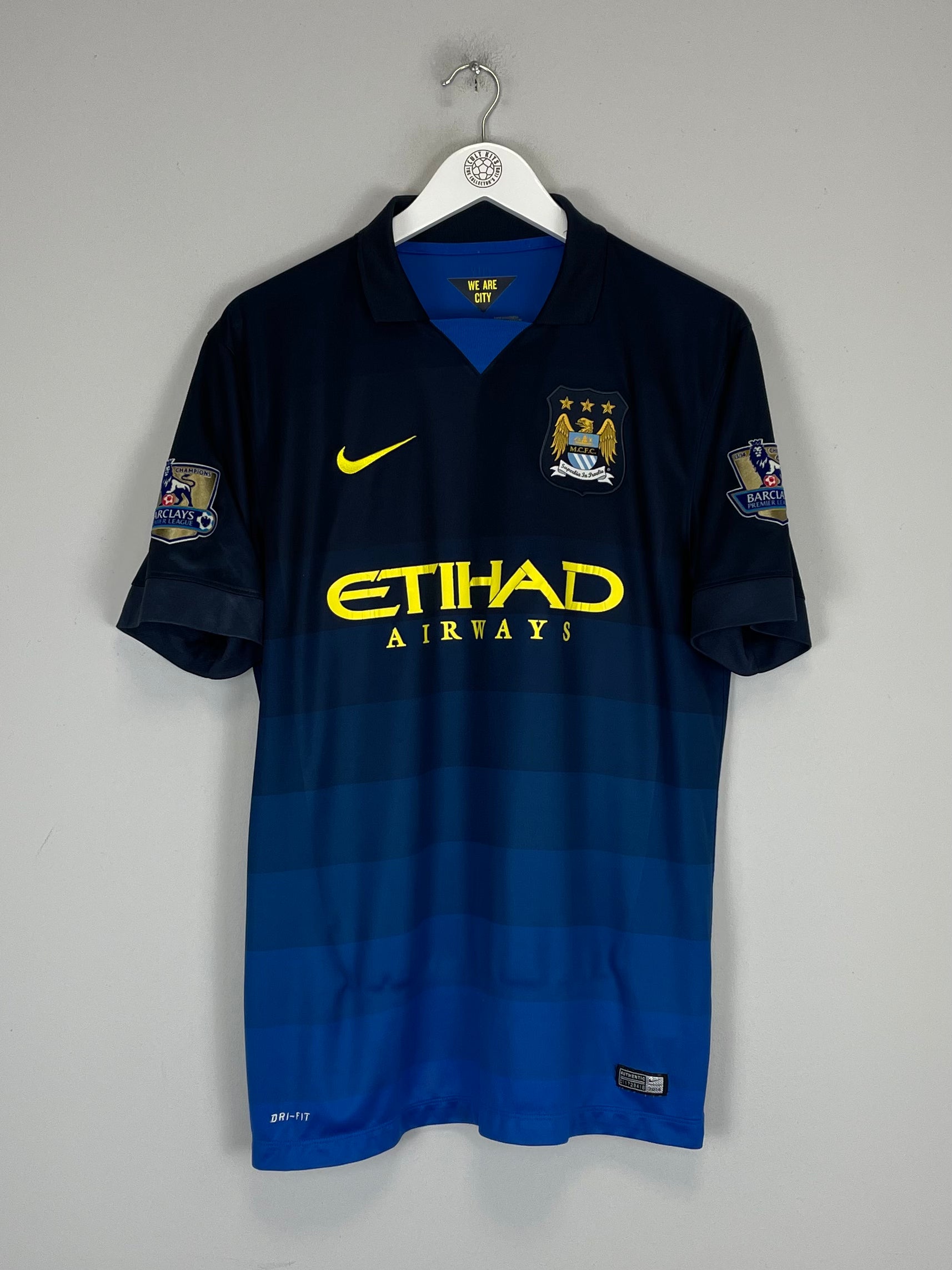 Shop 2014/15 MANCHESTER CITY AWAY SHIRT (L) NIKE, classic football shirts, vintage football shirts & retro soccer jerseys at Cult Kits