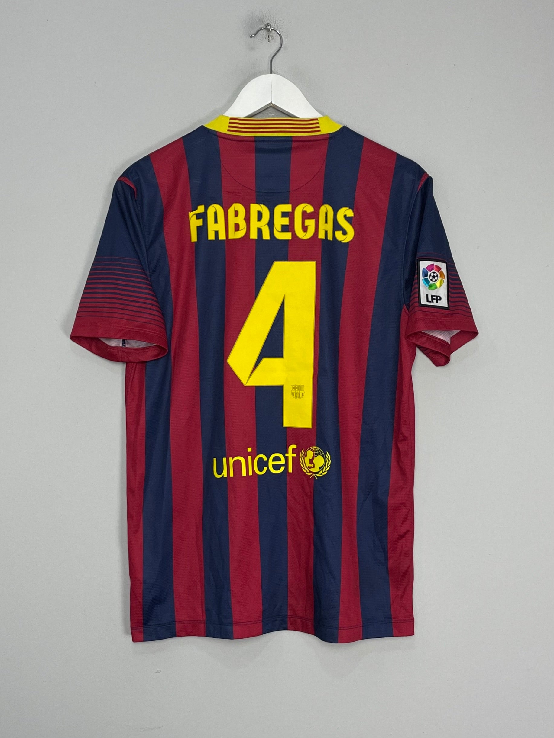 Shop 2013/14 BARCELONA FABREGAS #4 HOME SHIRT (M) NIKE, classic football shirts, vintage football shirts & retro soccer jerseys at Cult Kits