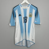 Shop 2004/05 ARGENTINA MESSI #18 HOME SHIRT (M) ADIDAS, classic football shirts, vintage football shirts & retro soccer jerseys at Cult Kits