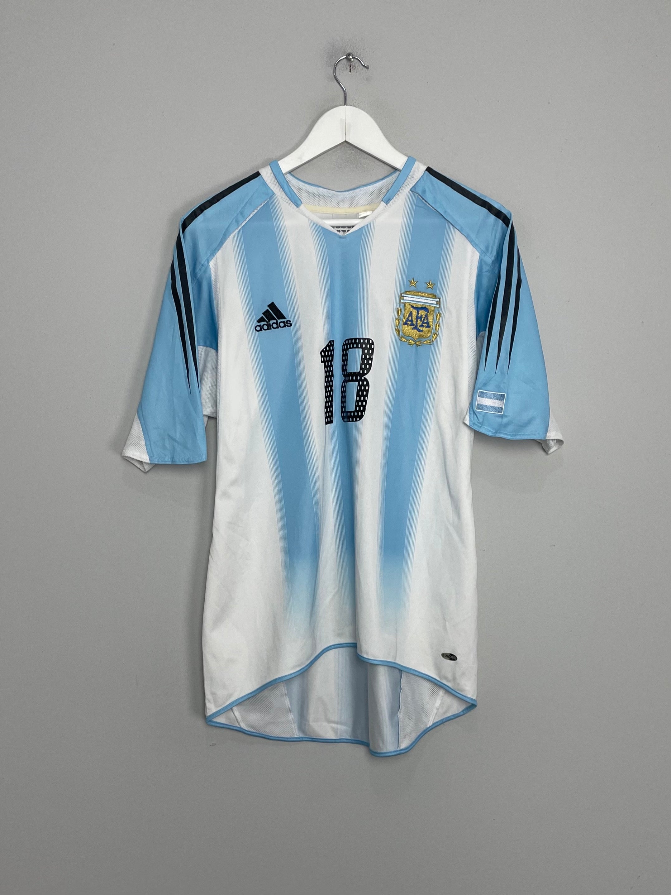 Shop 2004/05 ARGENTINA MESSI #18 HOME SHIRT (M) ADIDAS, classic football shirts, vintage football shirts & retro soccer jerseys at Cult Kits