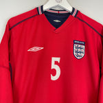 Shop 2002/04 ENGLAND FERDINAND #5 L/S AWAY SHIRT (S) UMBRO, classic football shirts, vintage football shirts & retro soccer jerseys at Cult Kits