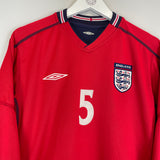 Shop 2002/04 ENGLAND FERDINAND #5 L/S AWAY SHIRT (S) UMBRO, classic football shirts, vintage football shirts & retro soccer jerseys at Cult Kits