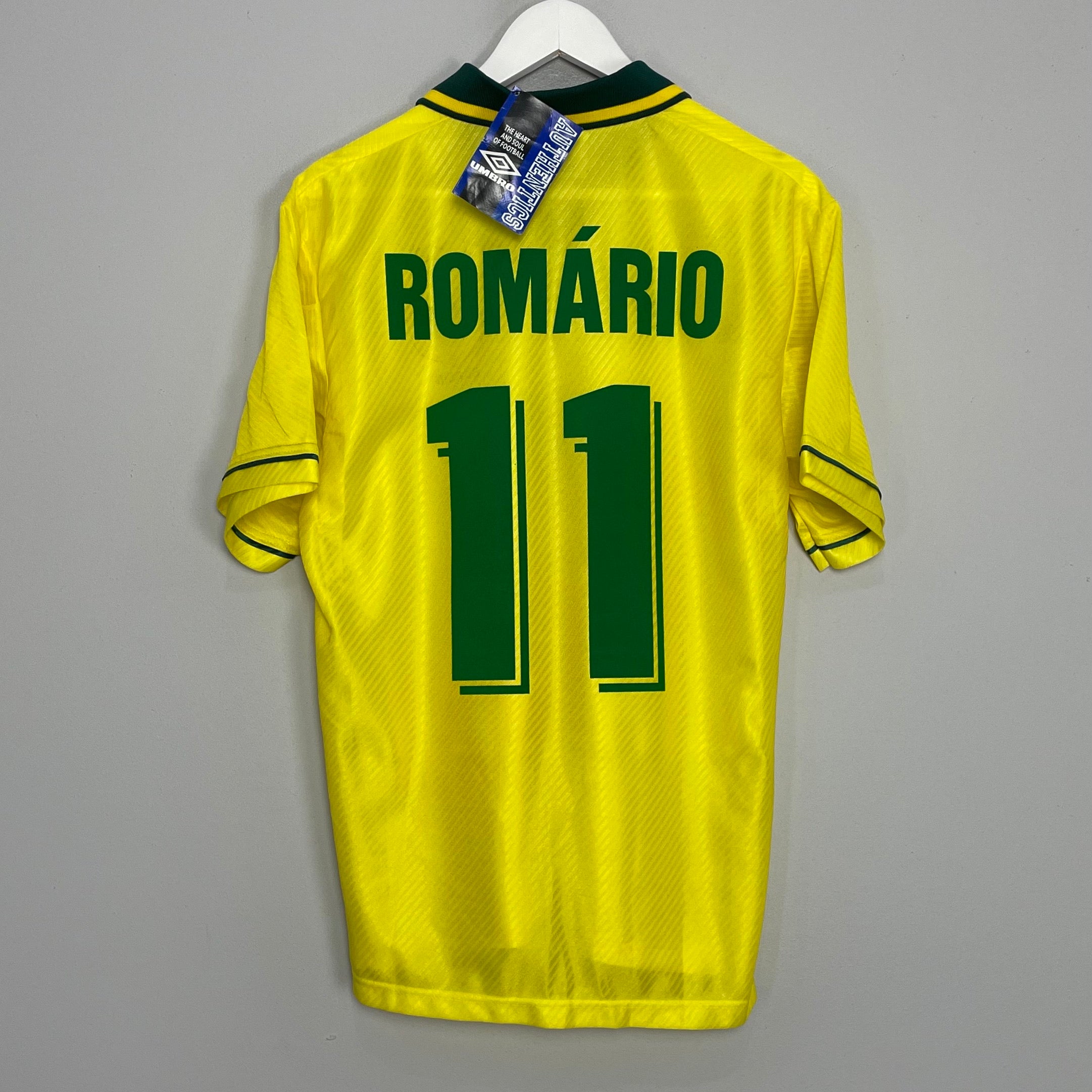 Shop 1994/96 BRAZIL ROMARIO #11 *BNWT* HOME SHIRT (M) UMBRO, classic football shirts, vintage football shirts & retro soccer jerseys at Cult Kits