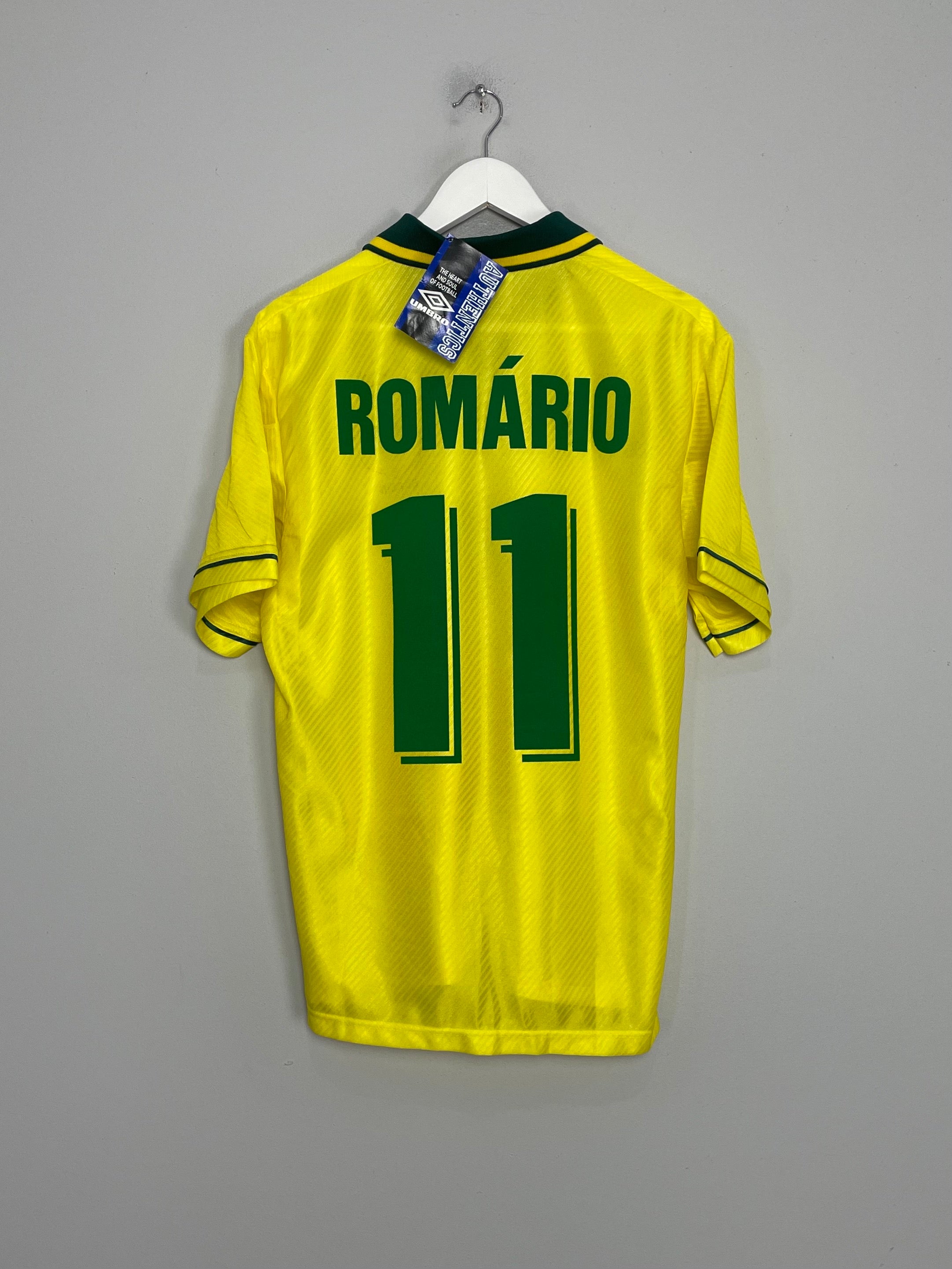 Shop 1994/96 BRAZIL ROMARIO #11 *BNWT* HOME SHIRT (M) UMBRO, classic football shirts, vintage football shirts & retro soccer jerseys at Cult Kits
