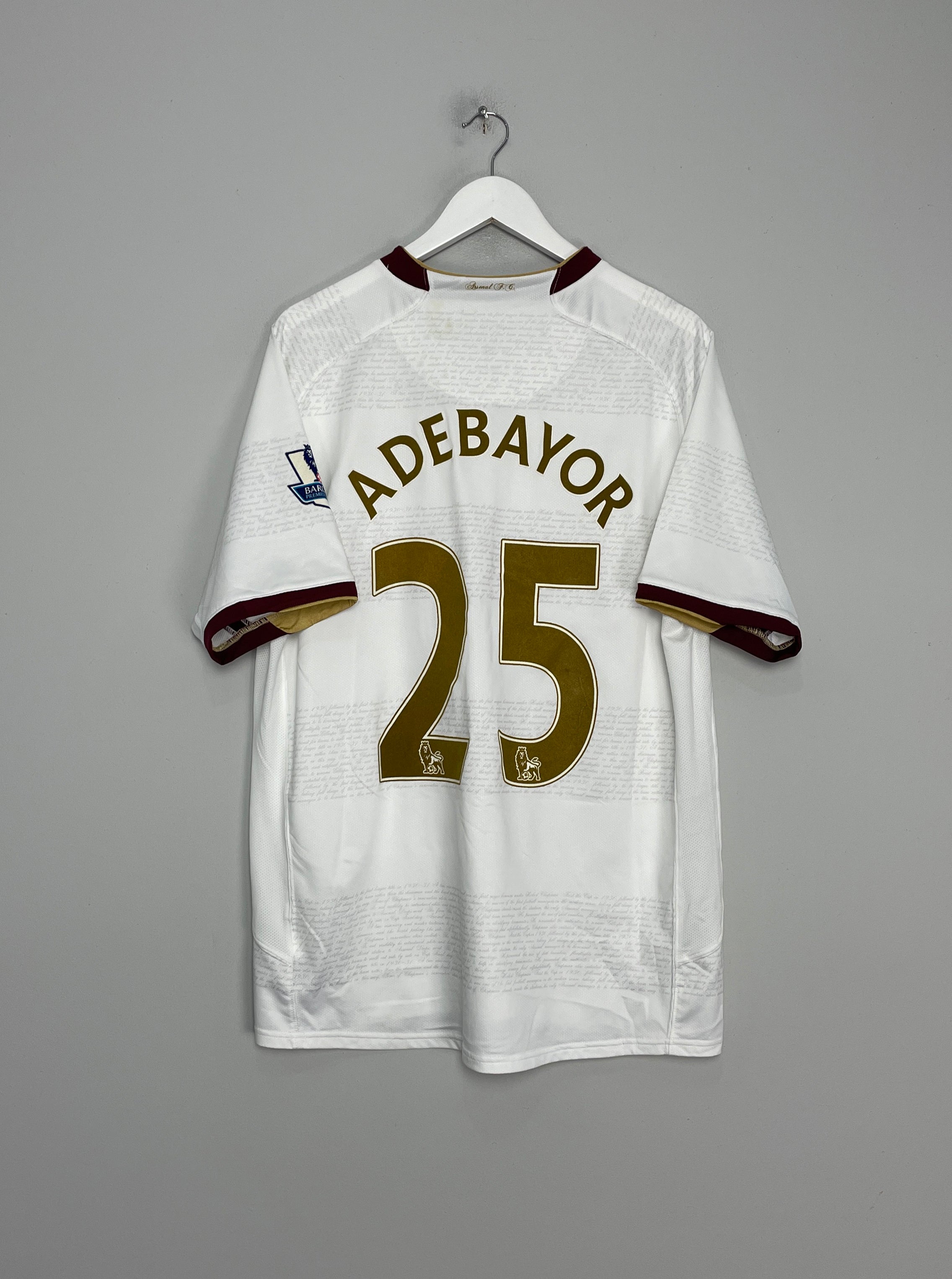 Shop 2007/08 ARSENAL ADEBAYOR #25 AWAY SHIRT (XL) NIKE, classic football shirts, vintage football shirts & retro soccer jerseys at Cult Kits