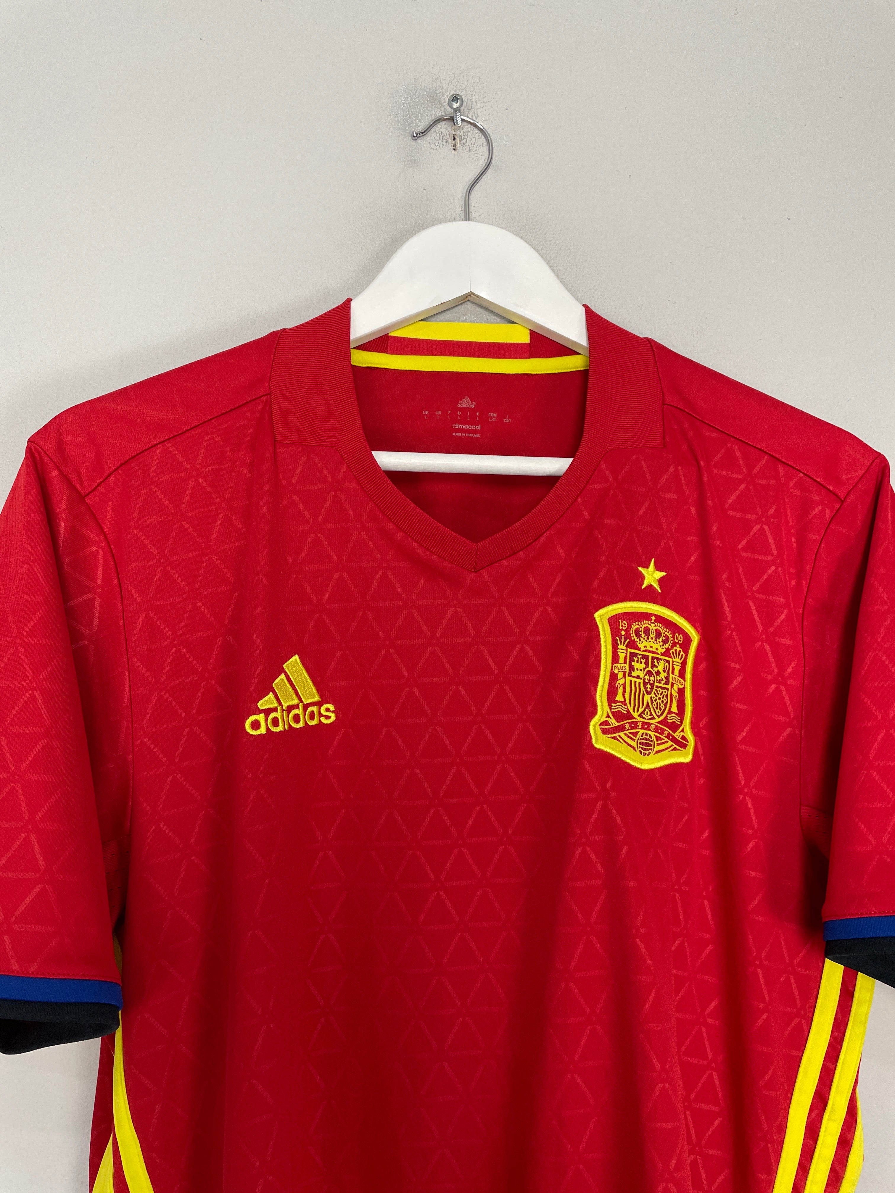 Shop 2016/17 SPAIN HOME SHIRT (L) ADIDAS, classic football shirts, vintage football shirts & retro soccer jerseys at Cult Kits
