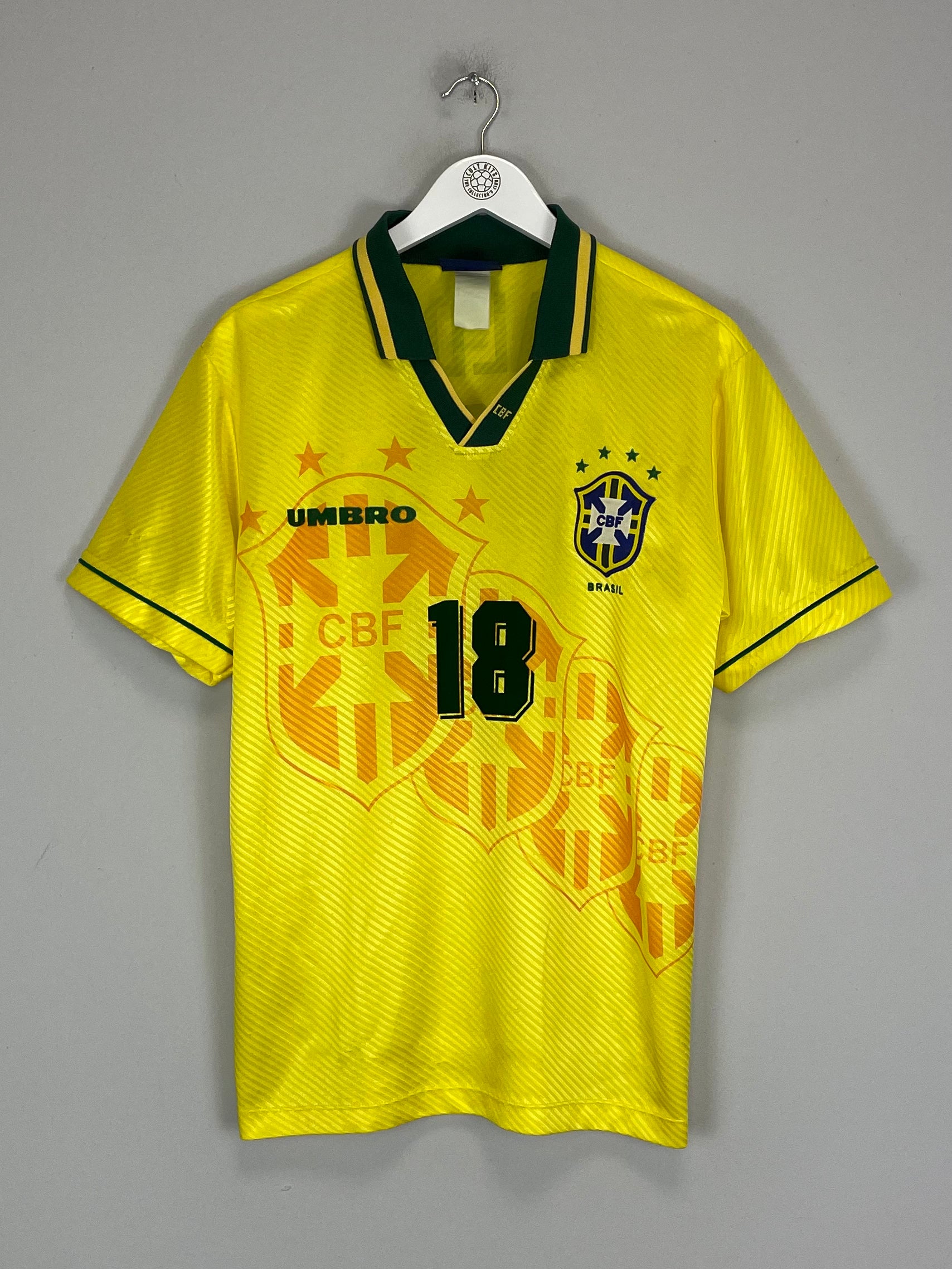 Shop 1994 BRAZIL RONALDINHO #18 HOME SHIRT (M) UMBRO, classic football shirts, vintage football shirts & retro soccer jerseys at Cult Kits