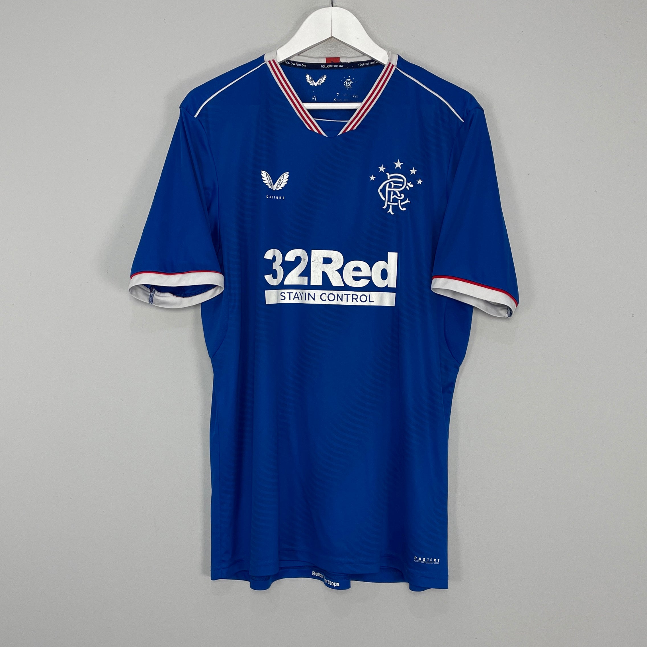 Shop 2020/21 RANGERS HOME SHIRT (XL) CASTORE, classic football shirts, vintage football shirts & retro soccer jerseys at Cult Kits
