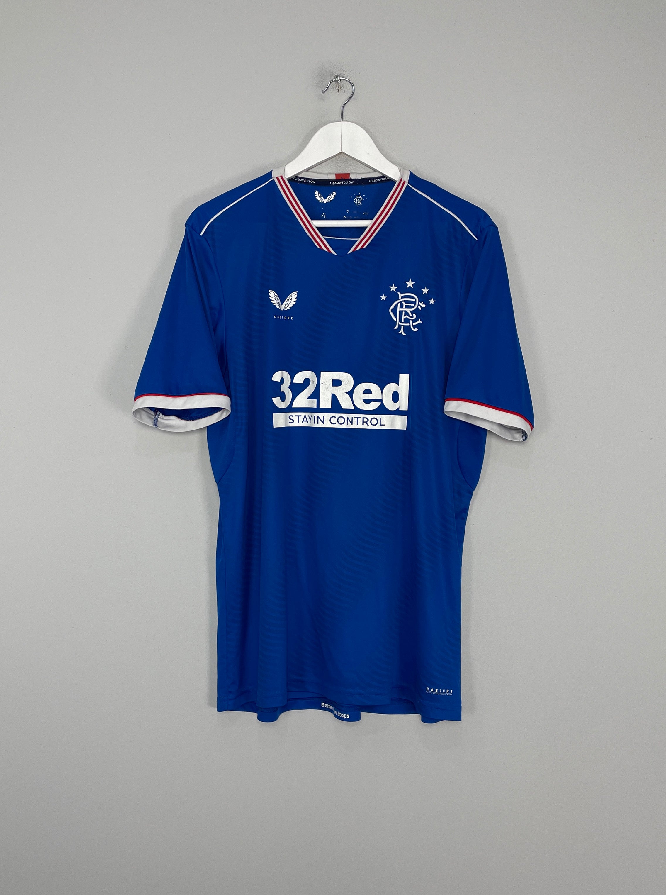 Shop 2020/21 RANGERS HOME SHIRT (XL) CASTORE, classic football shirts, vintage football shirts & retro soccer jerseys at Cult Kits